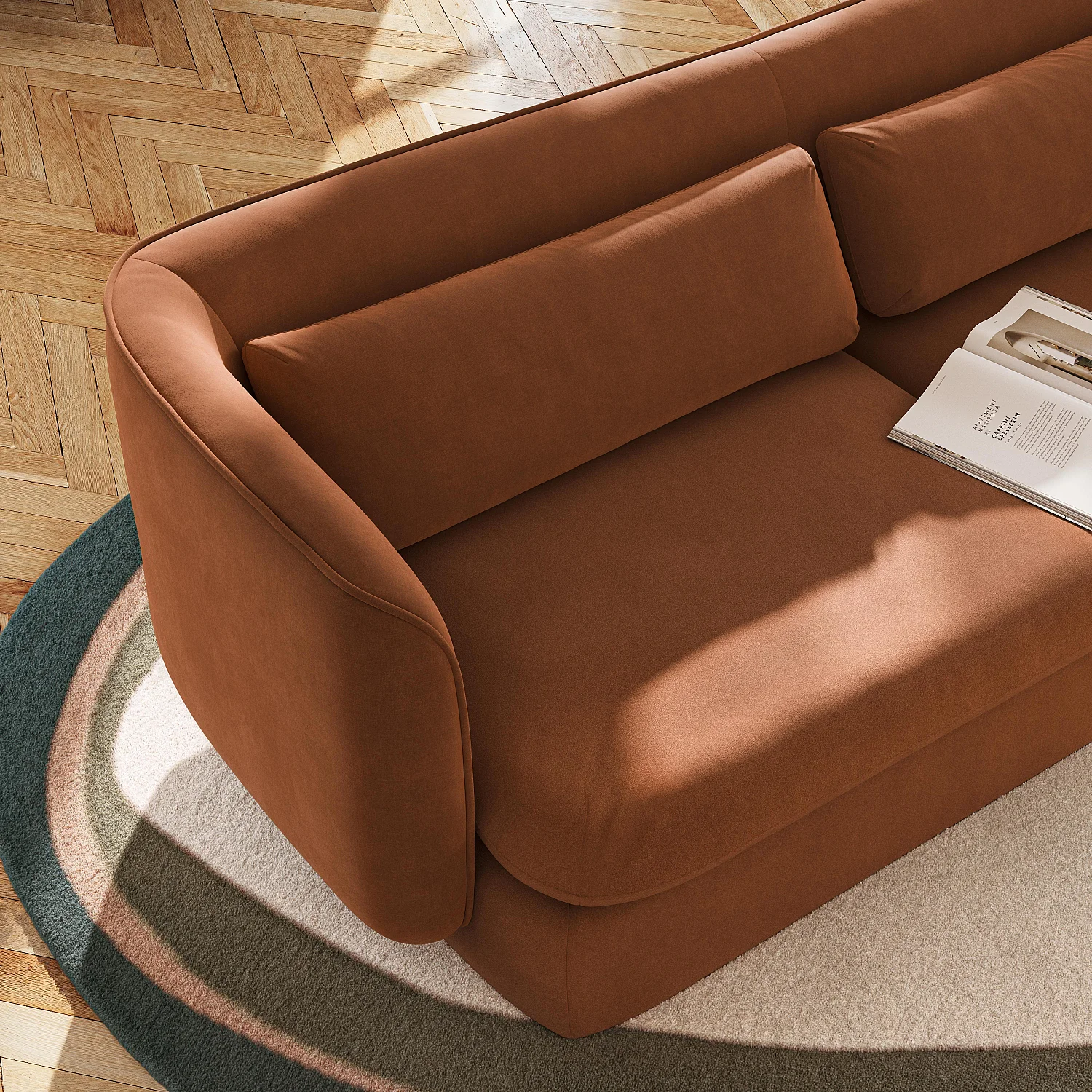 Ensemble canapé 3 places et fauteuil garnis de plumes - Terracotta - 6