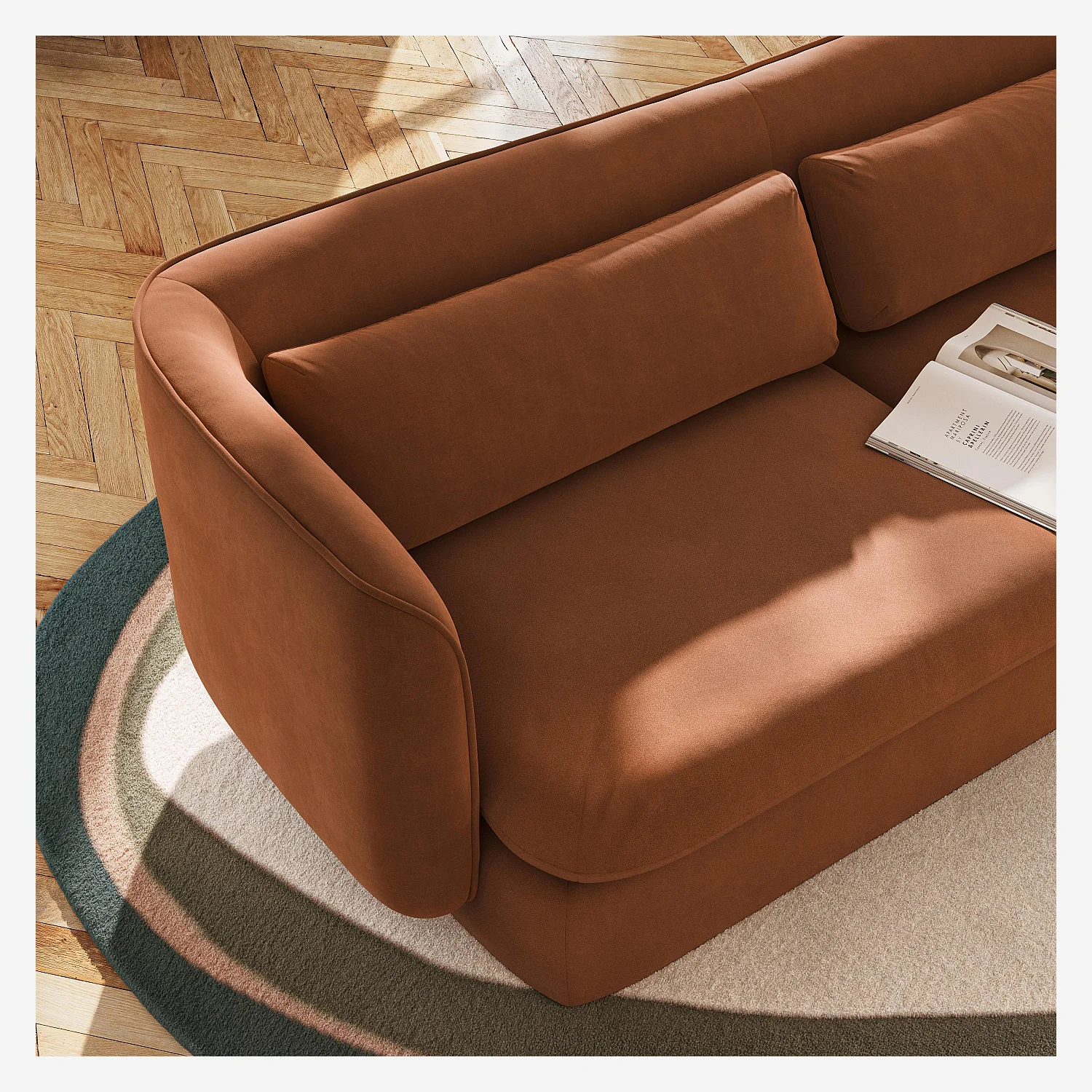 Set divano 3 posti e poltrona imbottiti di piume - Terracotta - 2