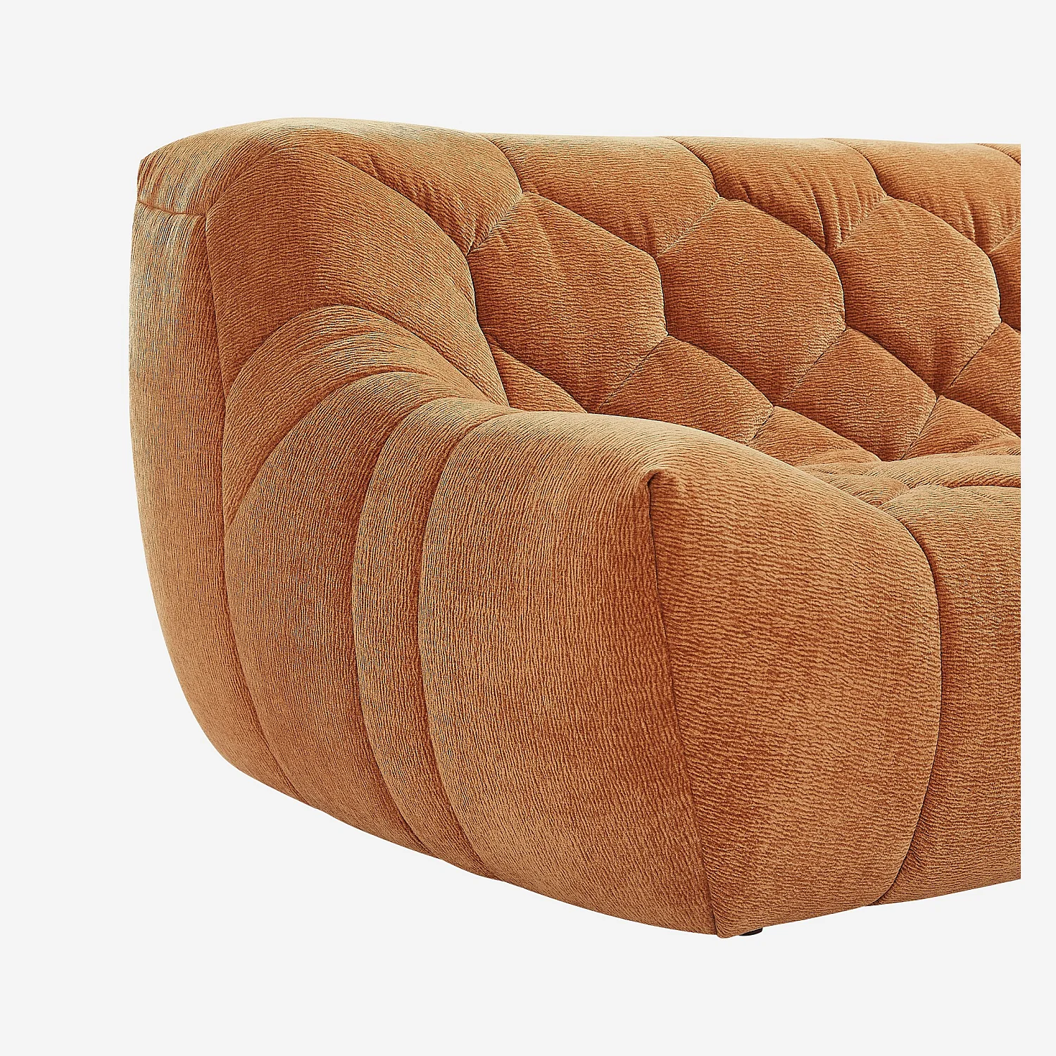 Ensemble de canapés 3 et 2 places matelassés en tissu - Terracotta - 2