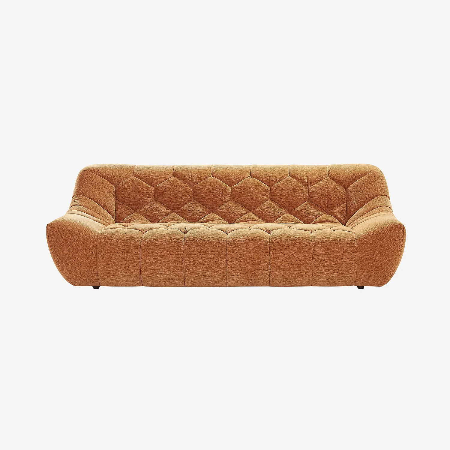 Ensemble de canapés 3 et 2 places matelassés en tissu - Terracotta - 4