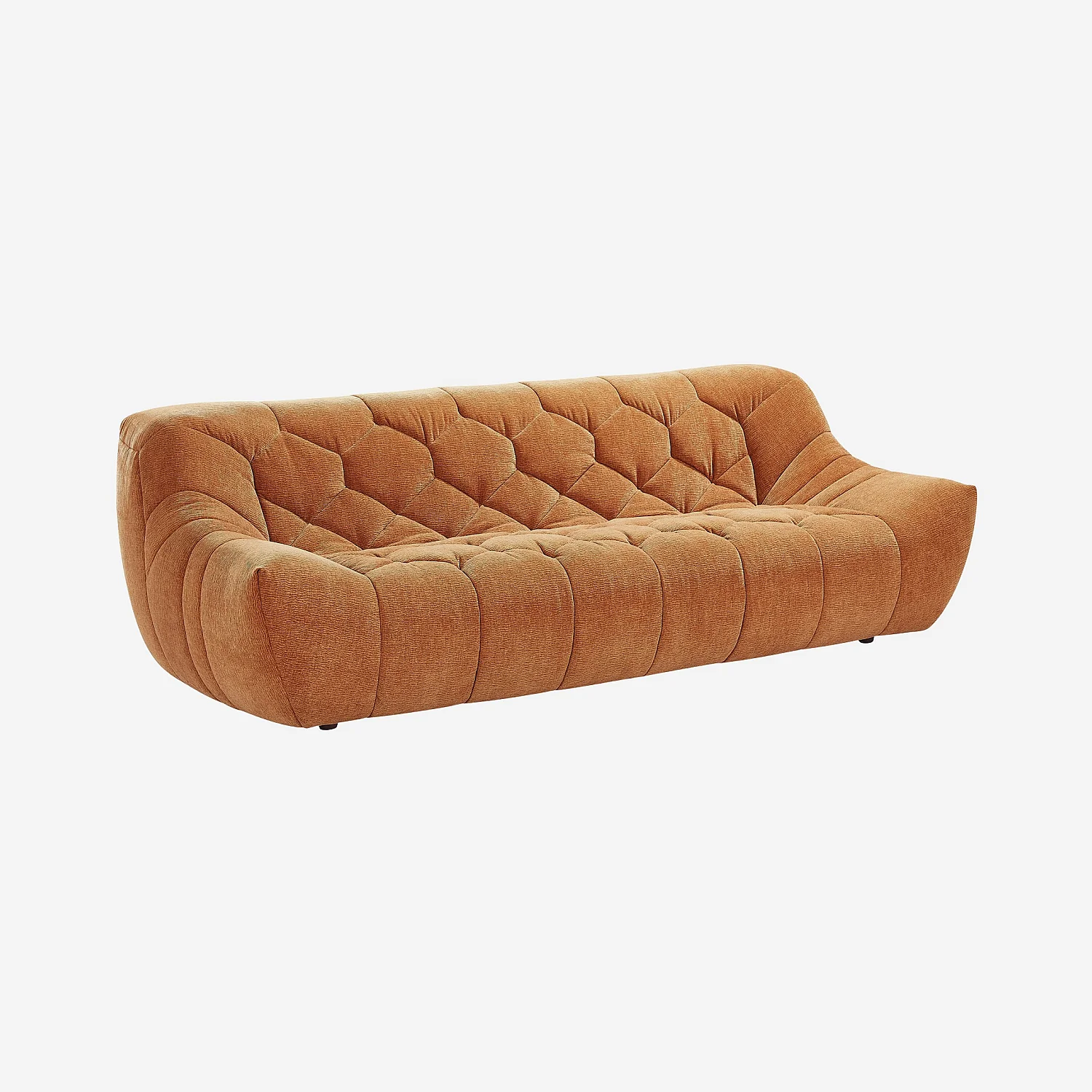 Ensemble de canapés 3 et 2 places matelassés en tissu - Terracotta - 7