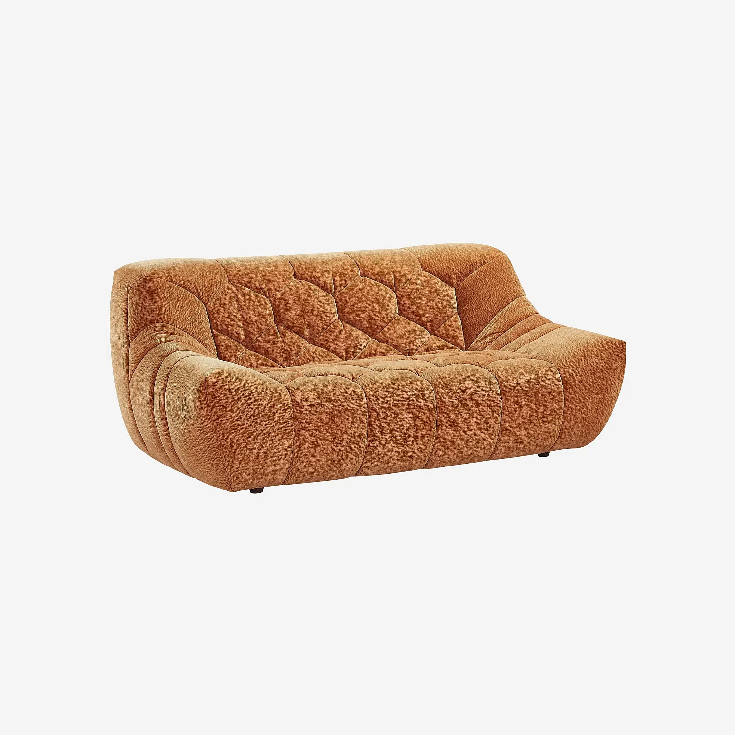 Ensemble de canapés 3 et 2 places matelassés en tissu - Terracotta - 8