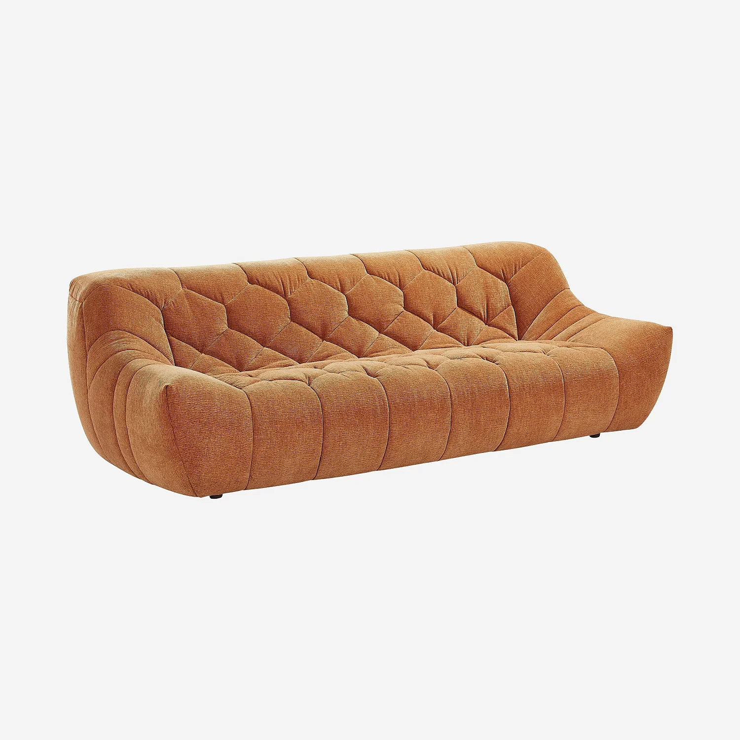 Ensemble de canapés 3 et 2 places matelassés en tissu - Terracotta - 7