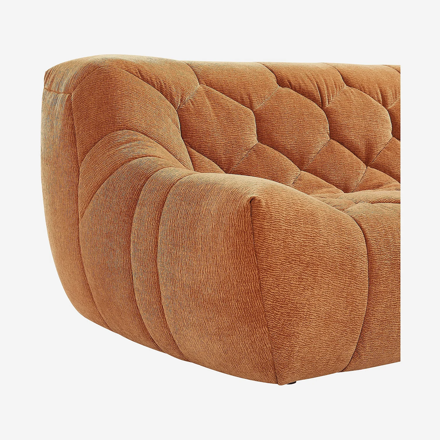 Ensemble de canapés 3 et 2 places matelassés en tissu - Terracotta - 2