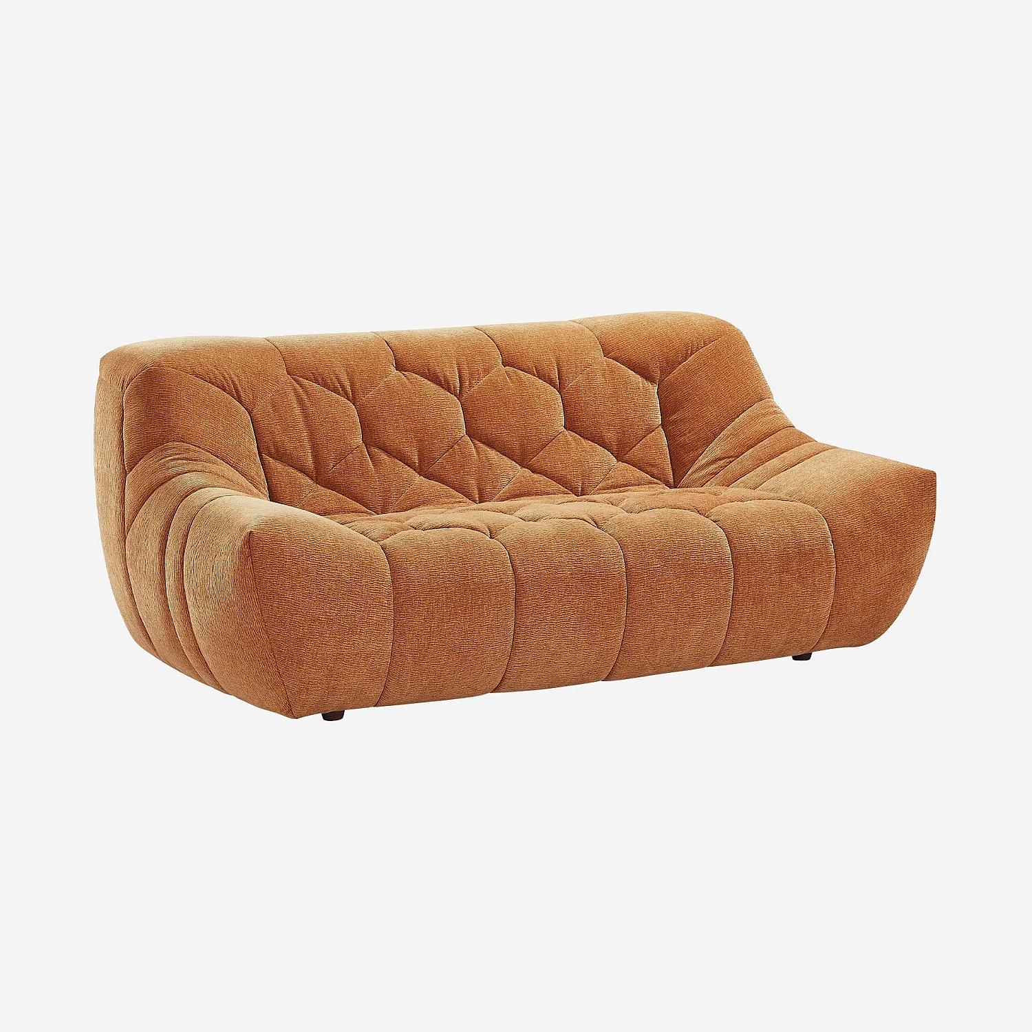 Ensemble de canapés 3 et 2 places matelassés en tissu - Terracotta - 8
