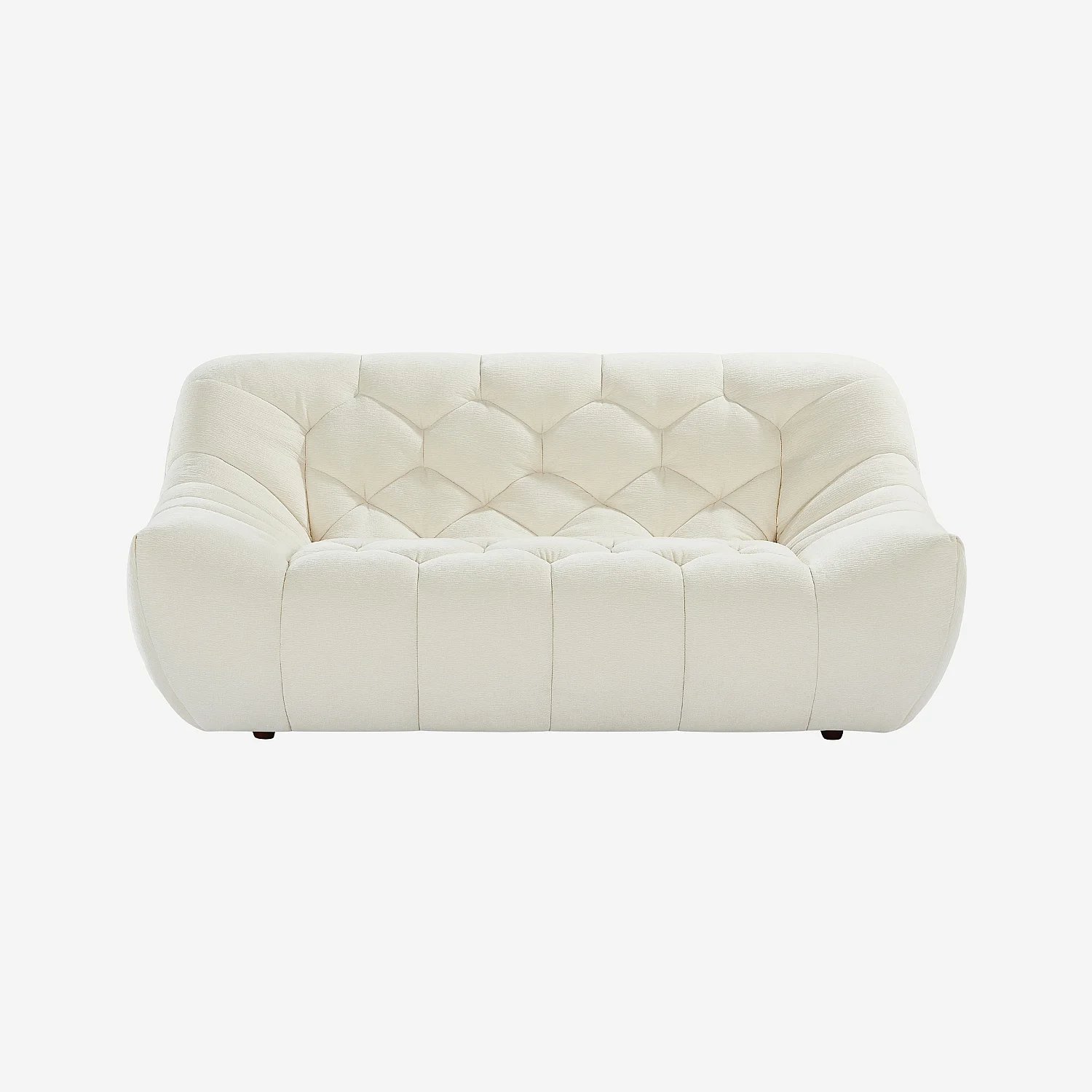 Ensemble de canapés 3 et 2 places matelassés en tissu - Écru - 5