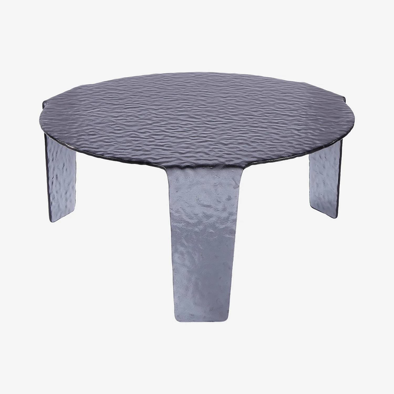 Ensemble de tables basses rondes en verre bullé - Gris fumé - 4