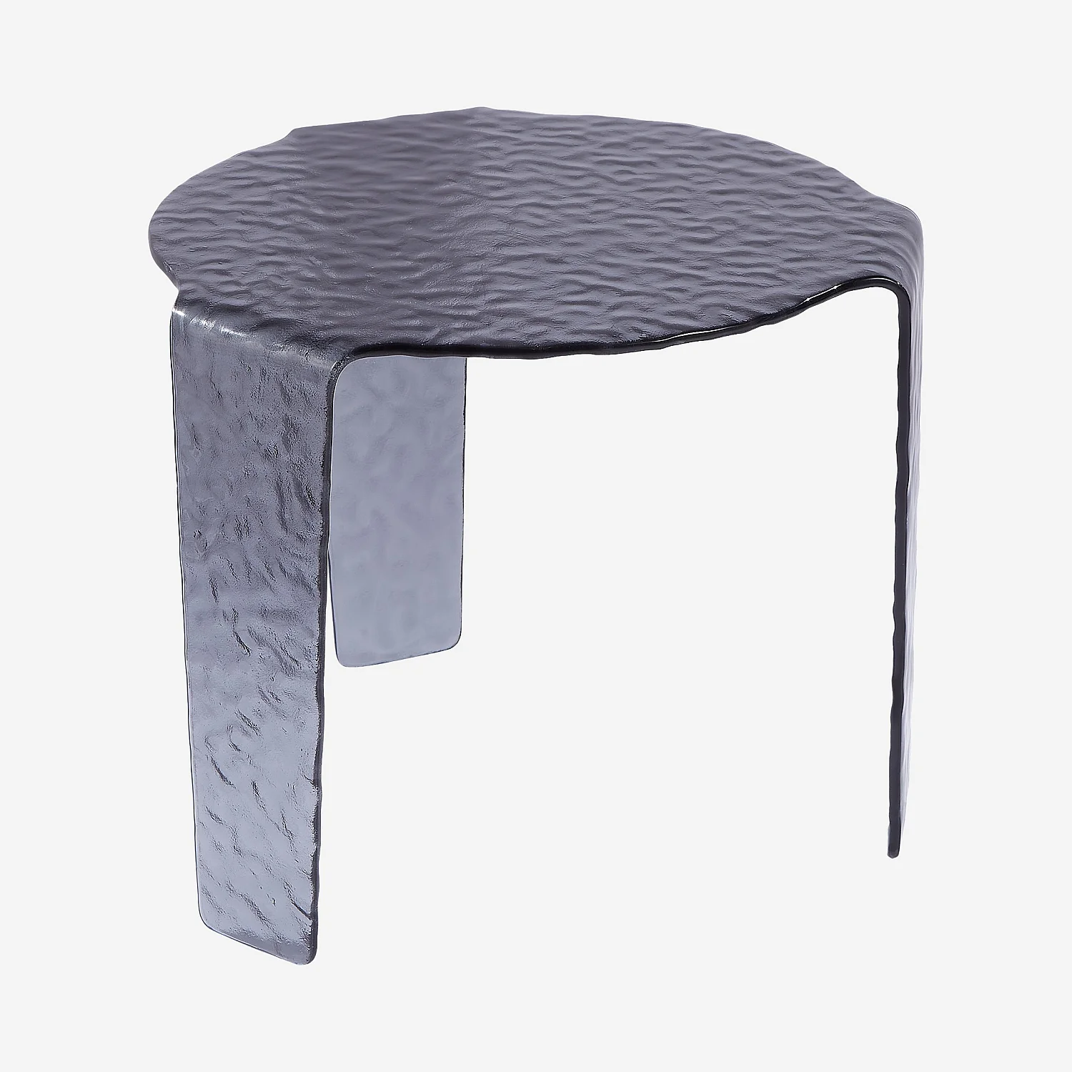 Ensemble de tables basses rondes en verre bullé - Gris fumé - 5