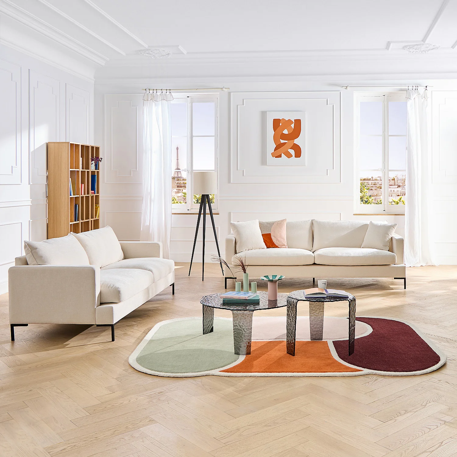 Set runder Couchtische aus gehärtetem geblasenem Glas - Rauchgrau - 3