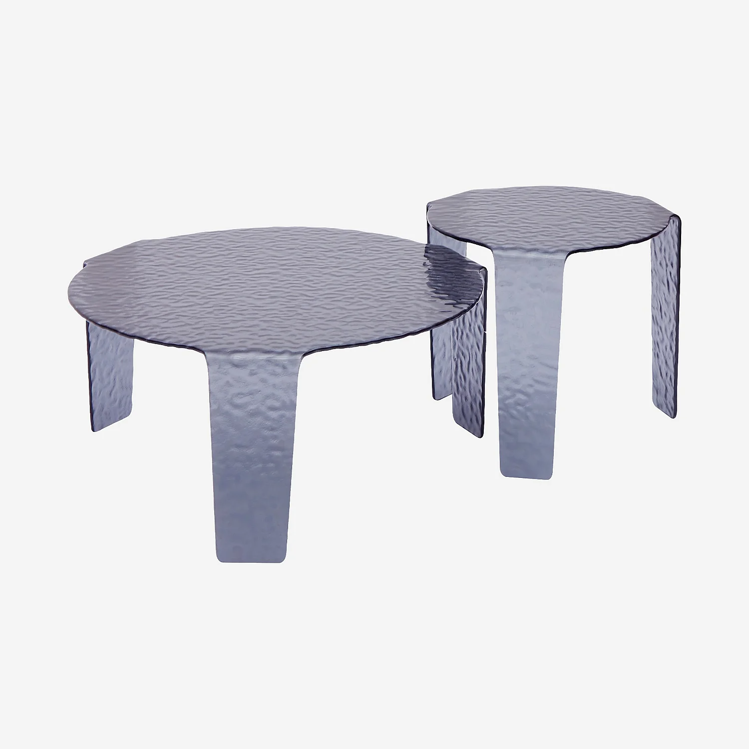 Set runder Couchtische aus gehärtetem geblasenem Glas - Rauchgrau - 2