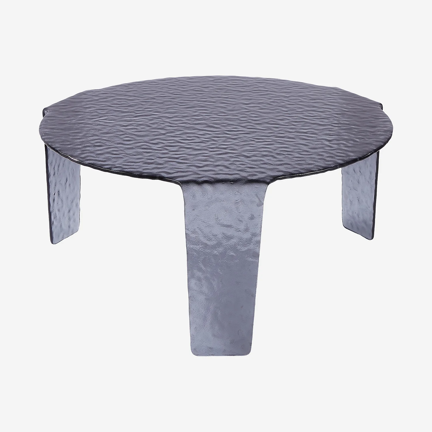 Set runder Couchtische aus gehärtetem geblasenem Glas - Rauchgrau - 6