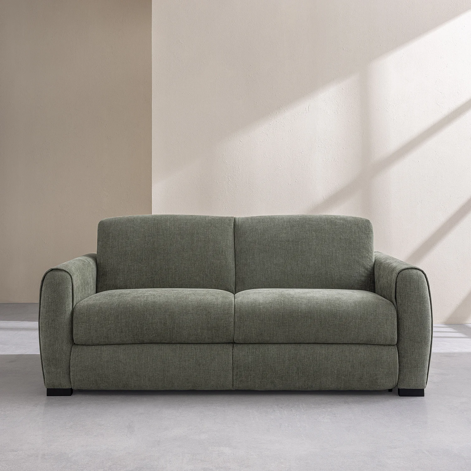 Divano letto 2 posti - Letto 140 cm - Materasso 16 cm - Tessuto Lugano Verde oliva - 1