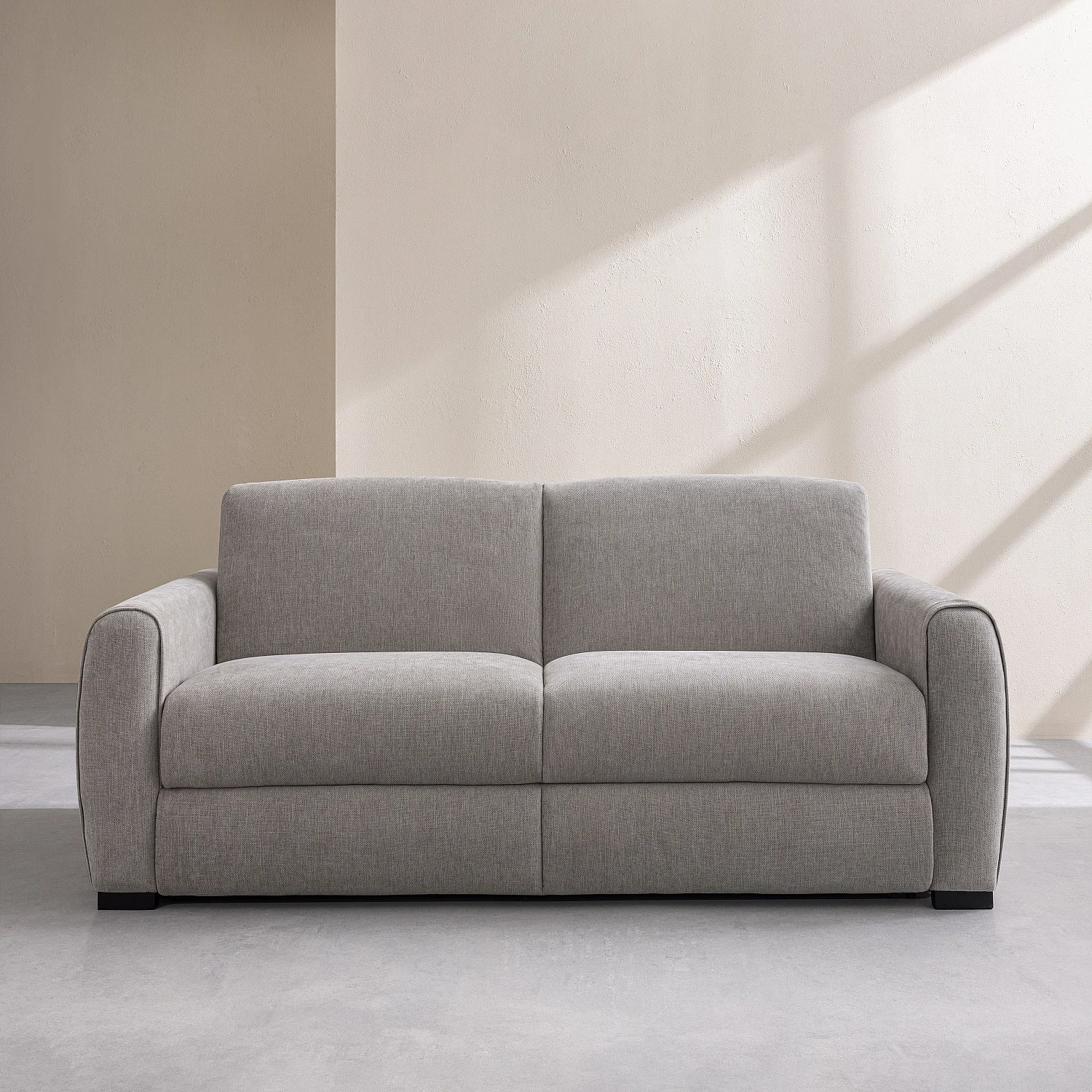 Sofá cama 2 plazas - Cama de 140 cm - Colchón de 16 cm - Tejido Lugano gris claro - 2