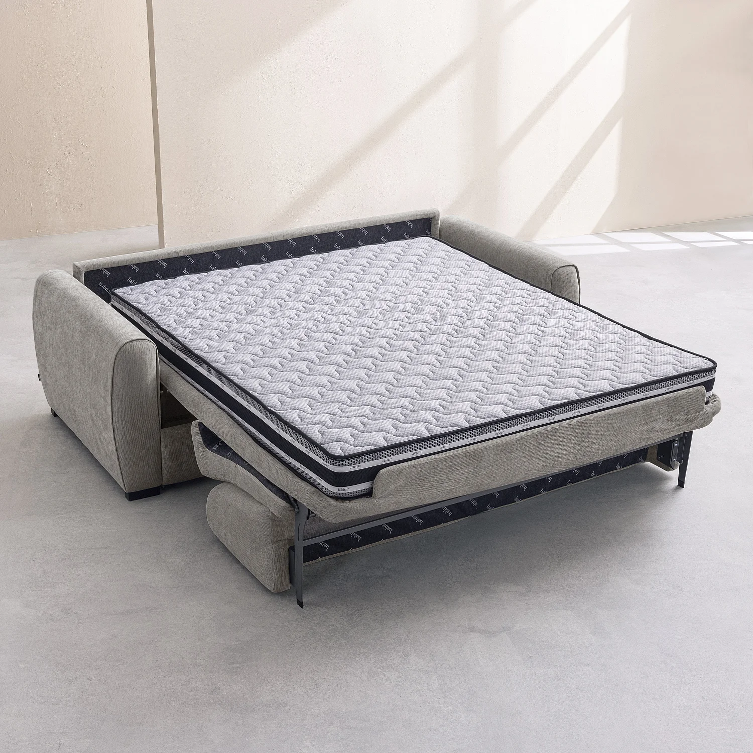 Divano letto 3 posti - Letto 160 cm - Materasso 16 cm - Tessuto Lugano Verde oliva - 3