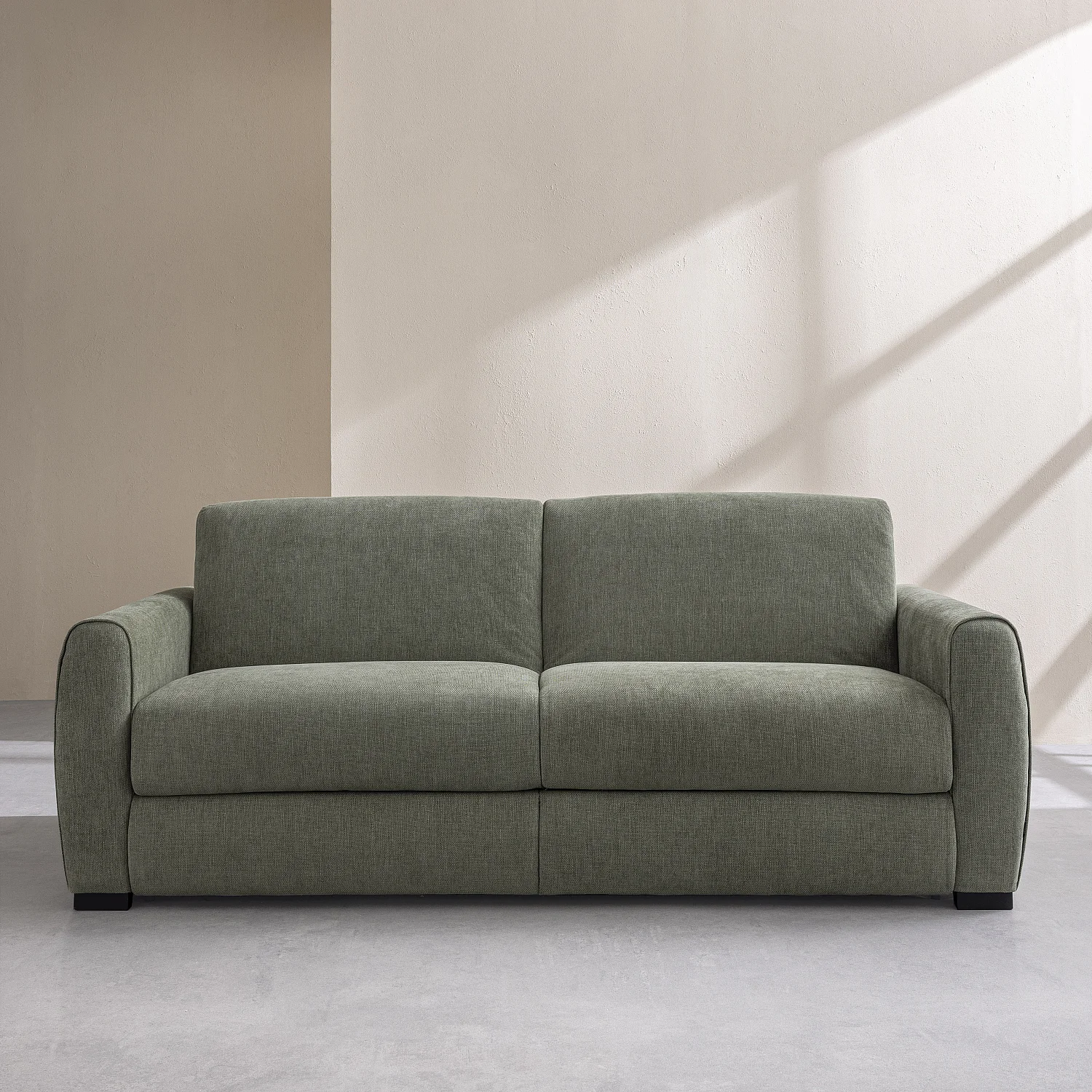 Divano letto 3 posti - Letto 160 cm - Materasso 16 cm - Tessuto Lugano Verde oliva - 1