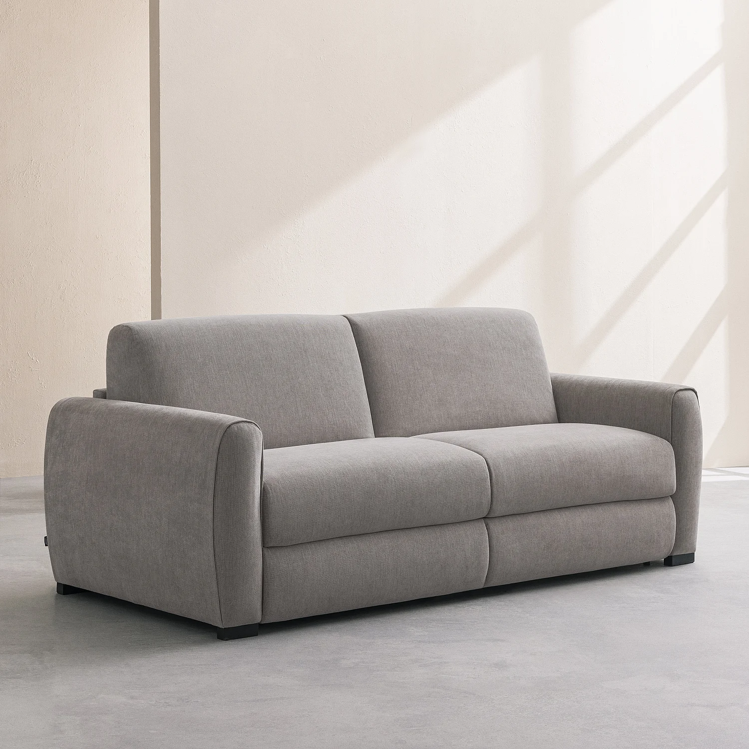 Sofá cama 3 plazas - Cama de 160 cm - Colchón de 16 cm - Tejido Lugano gris claro - 7