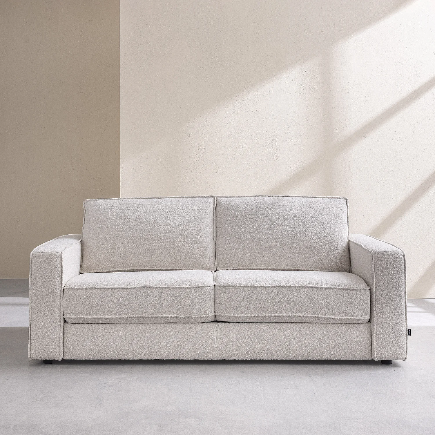 Canapé convertible 2 places - Couchage 140 cm - Matelas 13 cm - Tissu Tolfa Crème - 1
