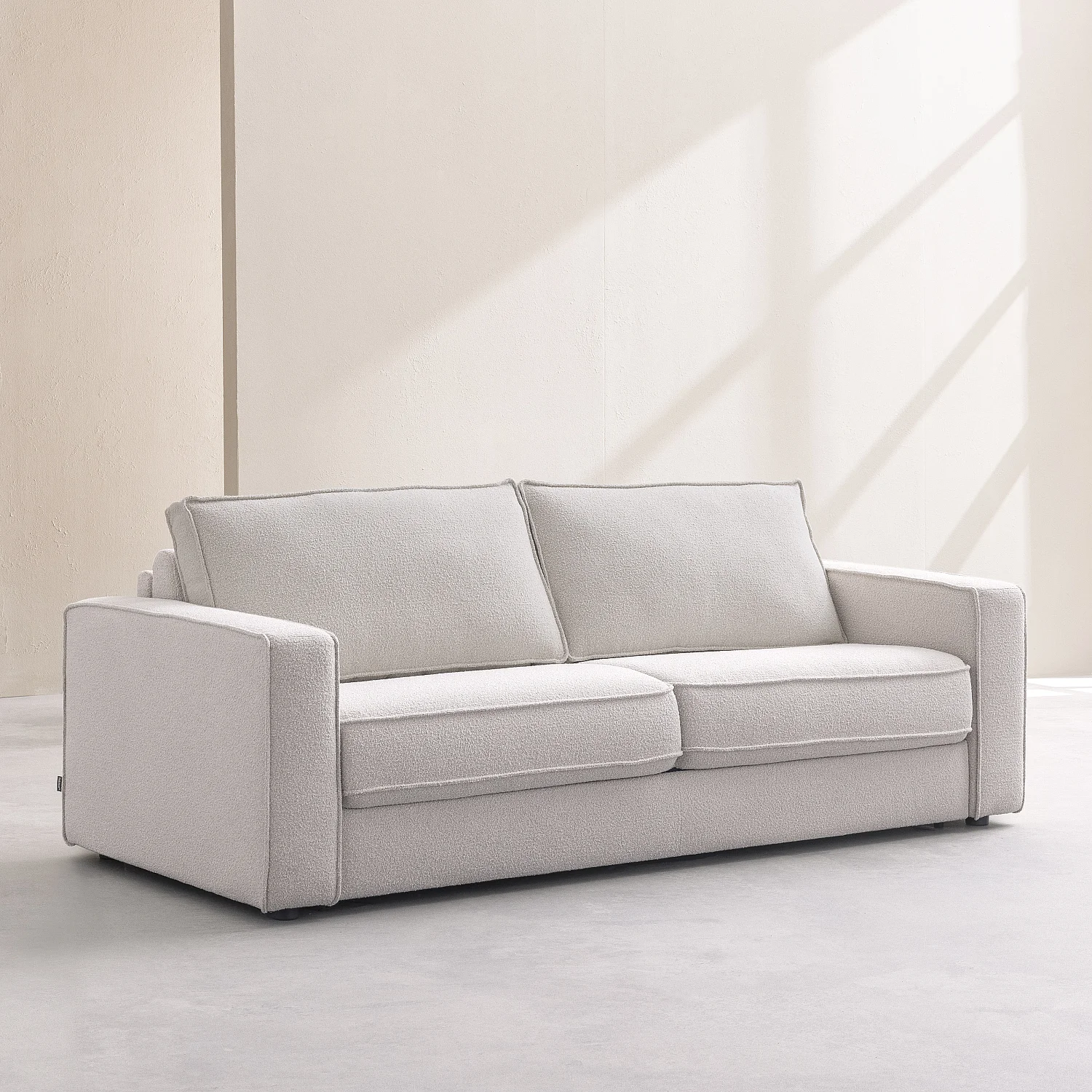 Sofá cama 2 plazas - Cama 140 cm - Colchón 13 cm - Tejido Tolfa Crema - 4