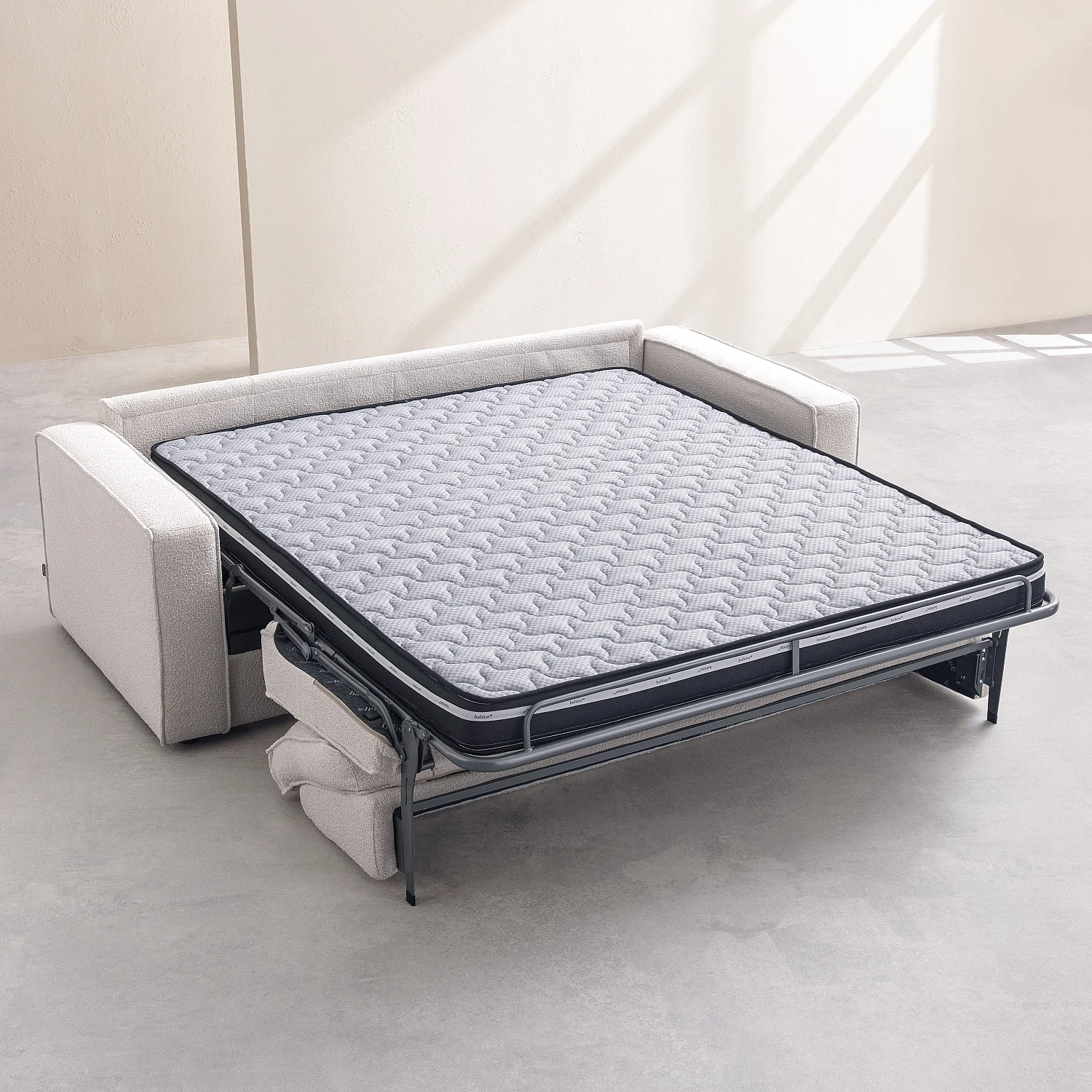 Sofá cama 2 plazas - Cama 140 cm - Colchón 13 cm - Tejido Tolfa Crema - 5