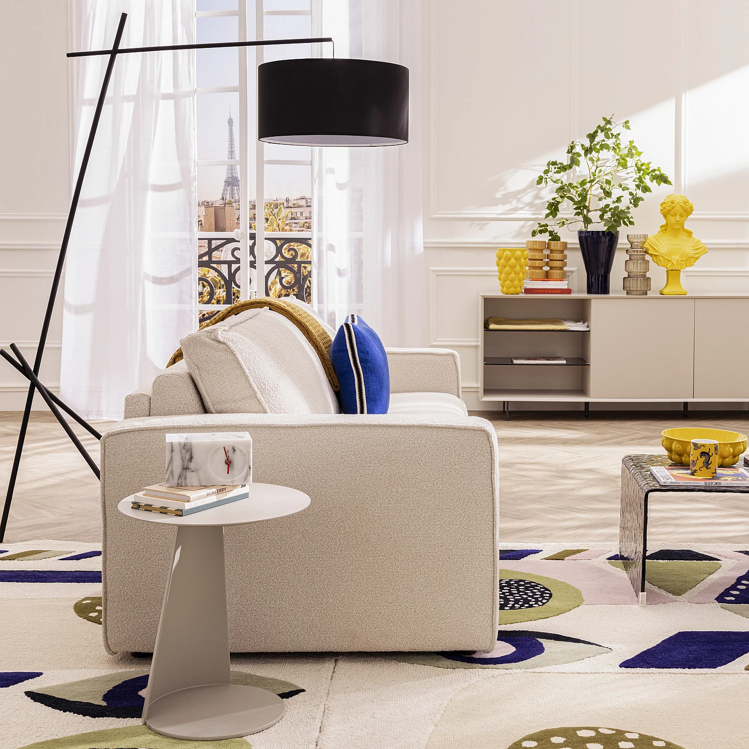 Sofá cama 3 plazas - Cama 160 cm - Colchón 13 cm - Tejido Tolfa Crema - 11