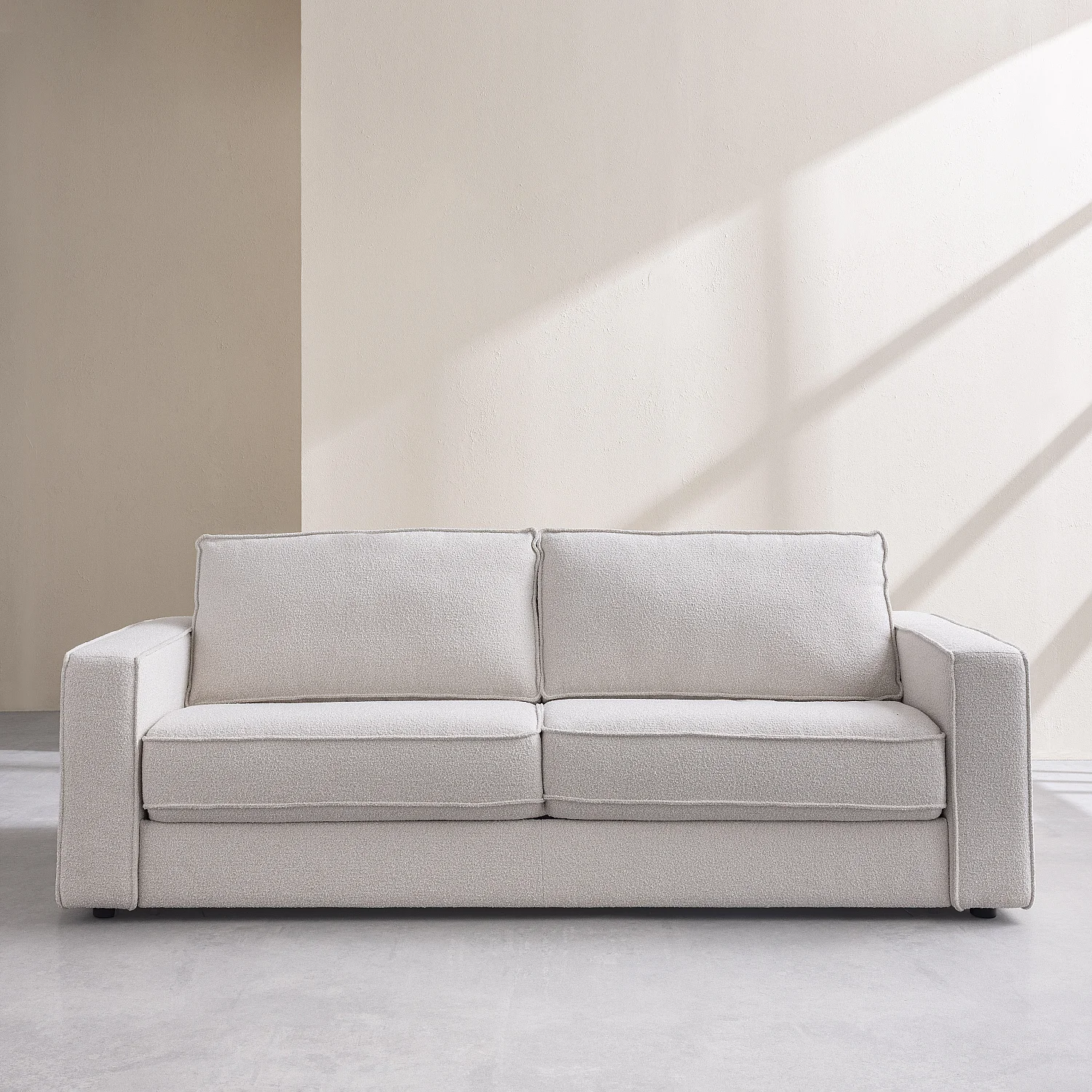 Divano letto 3 posti - Letto 160 cm - Materasso 13 cm - Tessuto Tolfa Crema - 2
