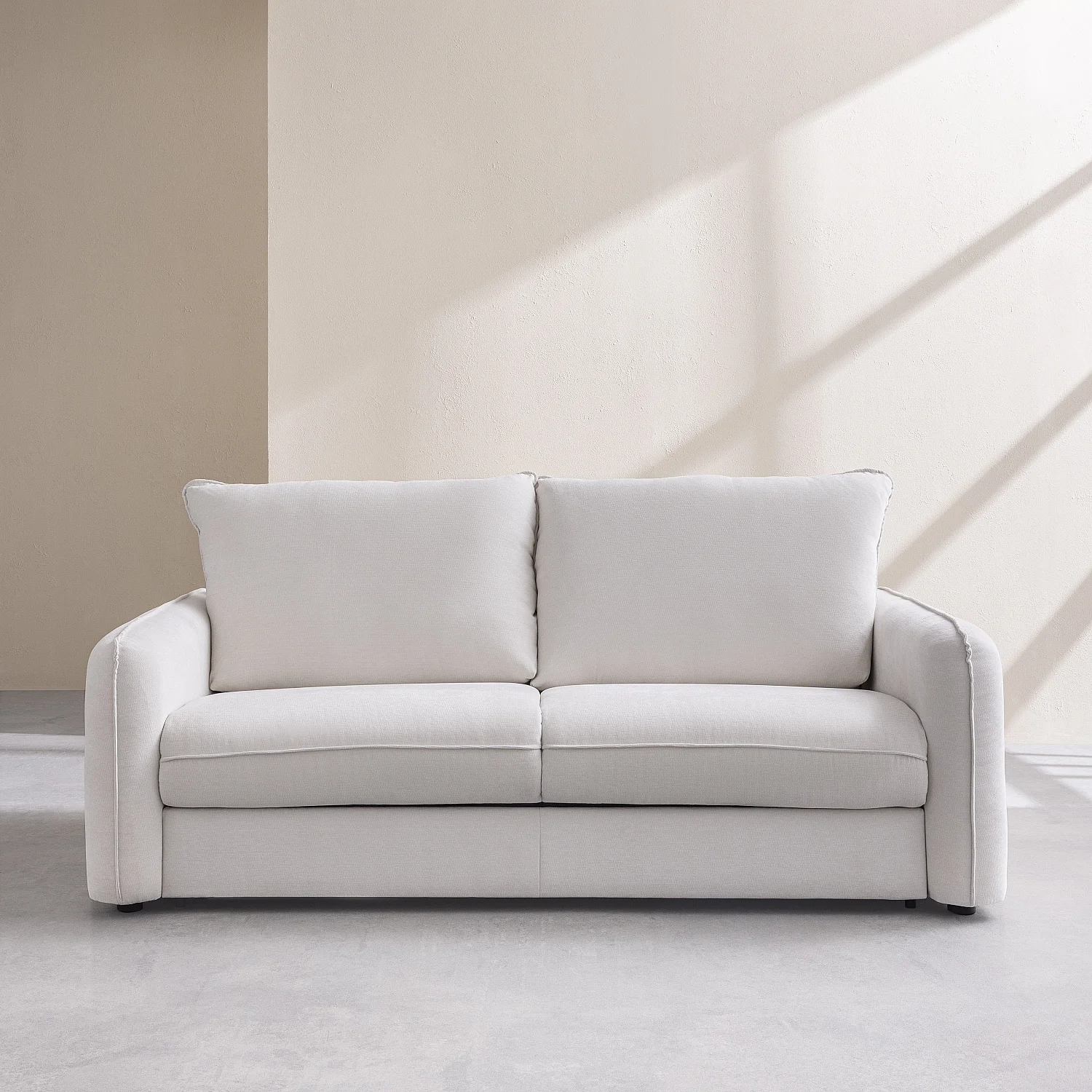 Divano letto 2 posti - Letto 140 cm - Materasso 13 cm - Tessuto Norcia Ecrù - 2