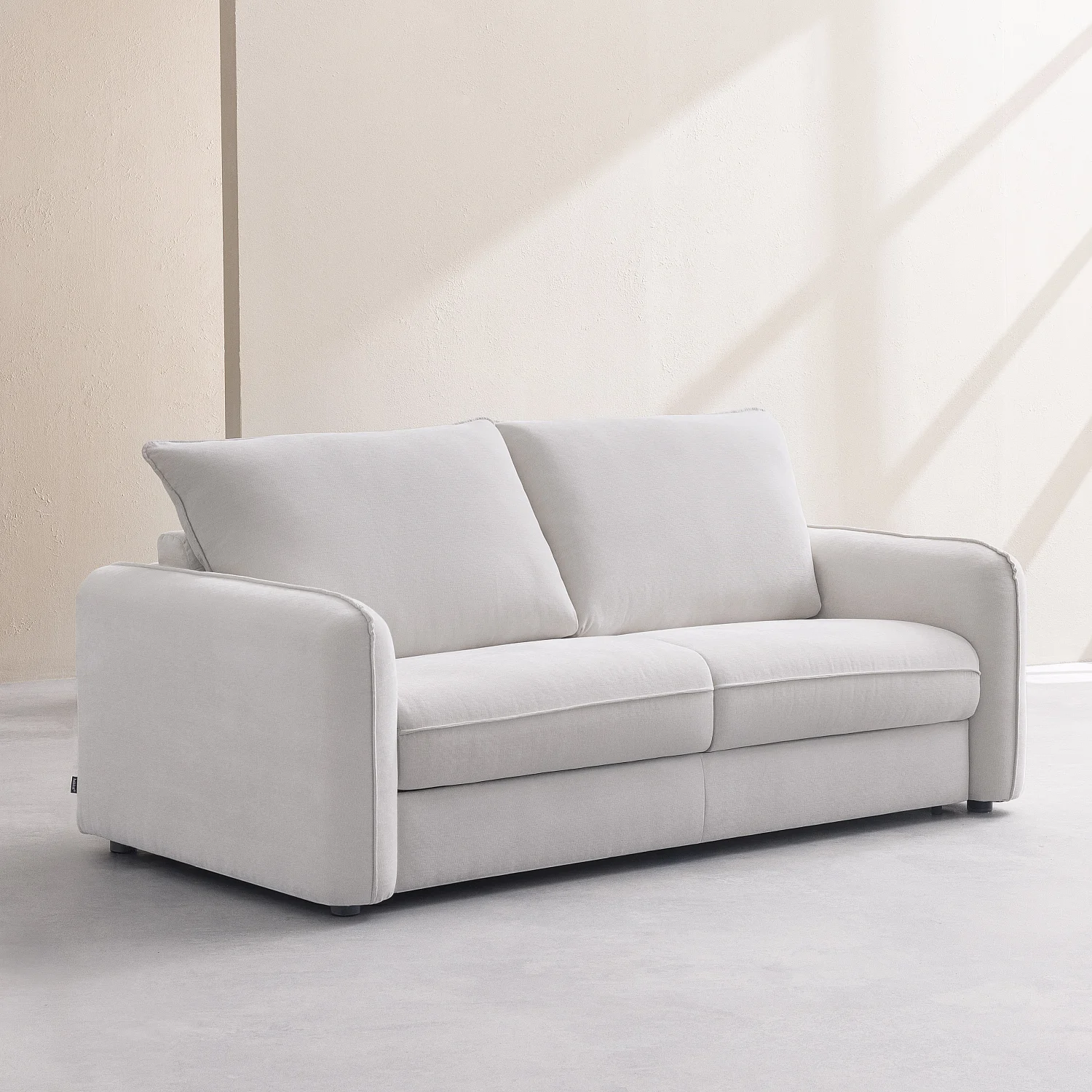 Divano letto 2 posti - Letto 140 cm - Materasso 13 cm - Tessuto Norcia Ecrù - 4