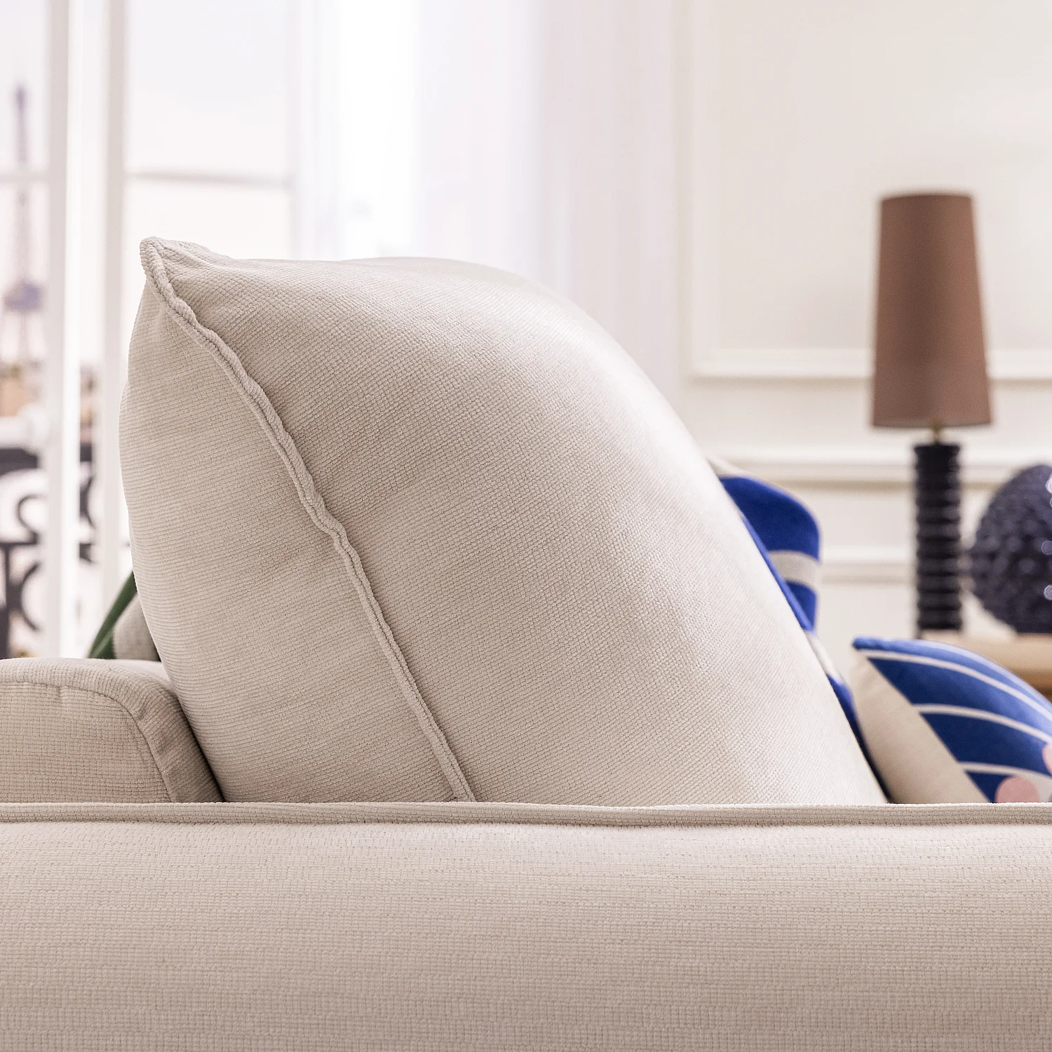 Divano letto 2 posti - Letto 140 cm - Materasso 13 cm - Tessuto Norcia Ecrù - 6