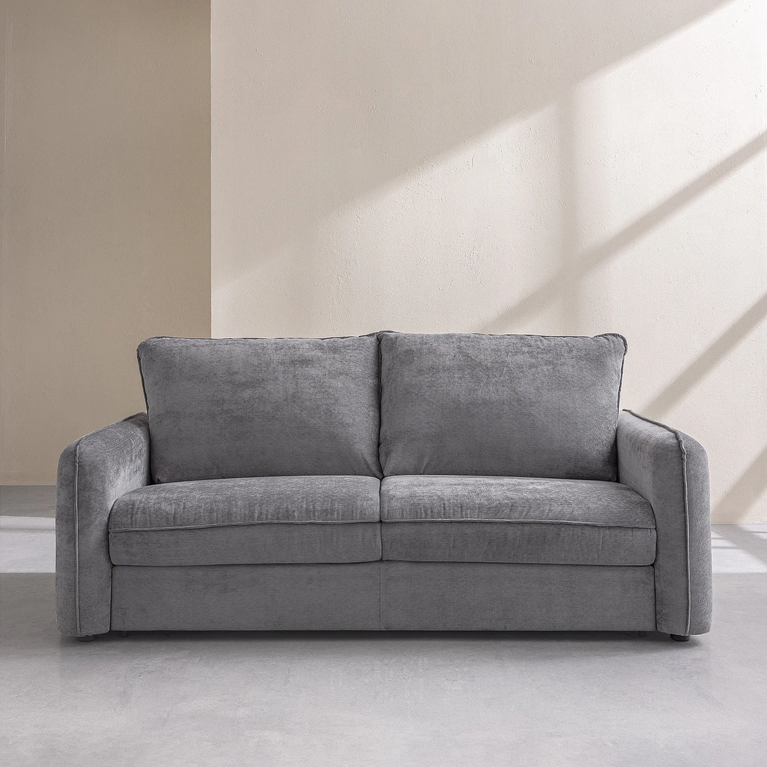 Divano letto 2 posti - Letto 140 cm - Materasso 13 cm - Tessuto Norcia Grigio antracite - 1