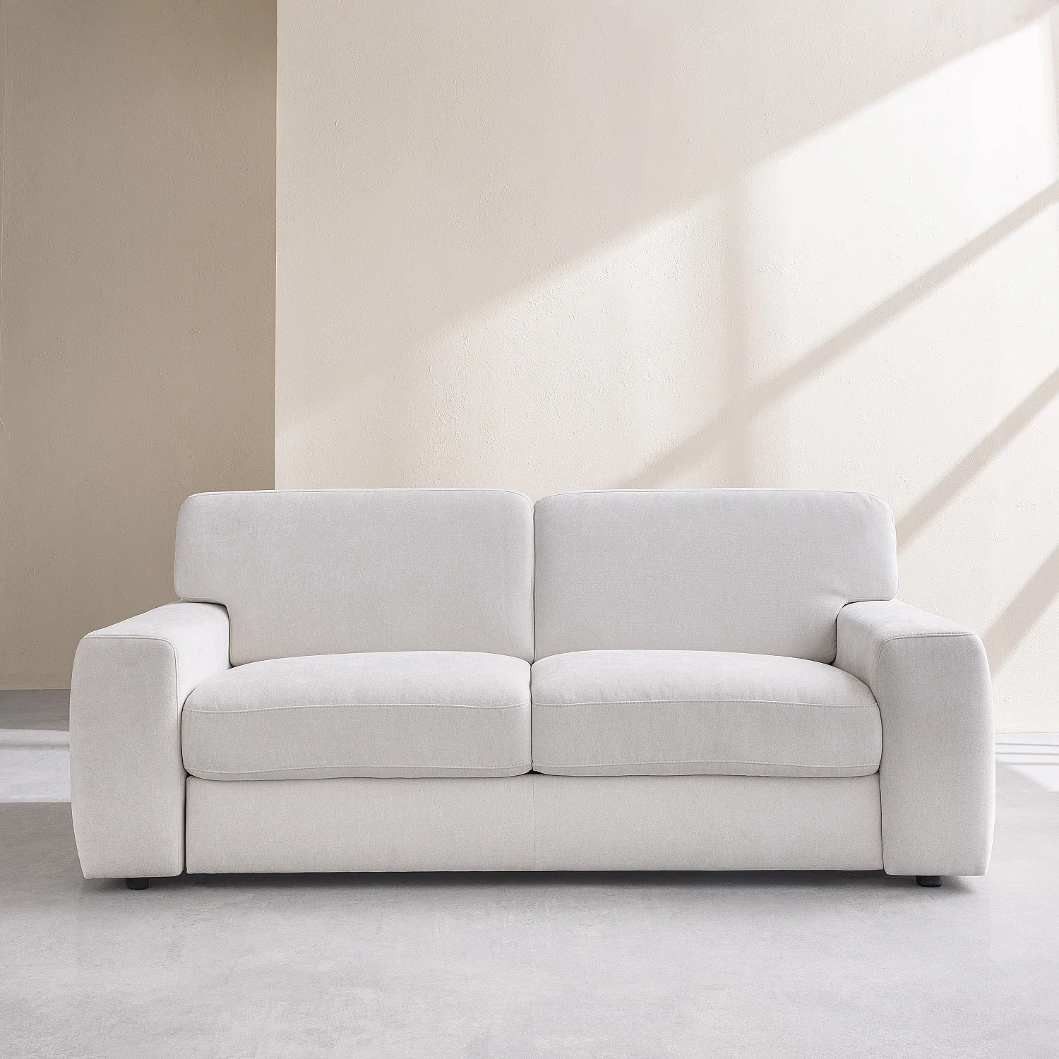 Canapé convertible 2 places - Couchage 140 cm - Matelas 16 cm - Tissu Atrani Crème - 1
