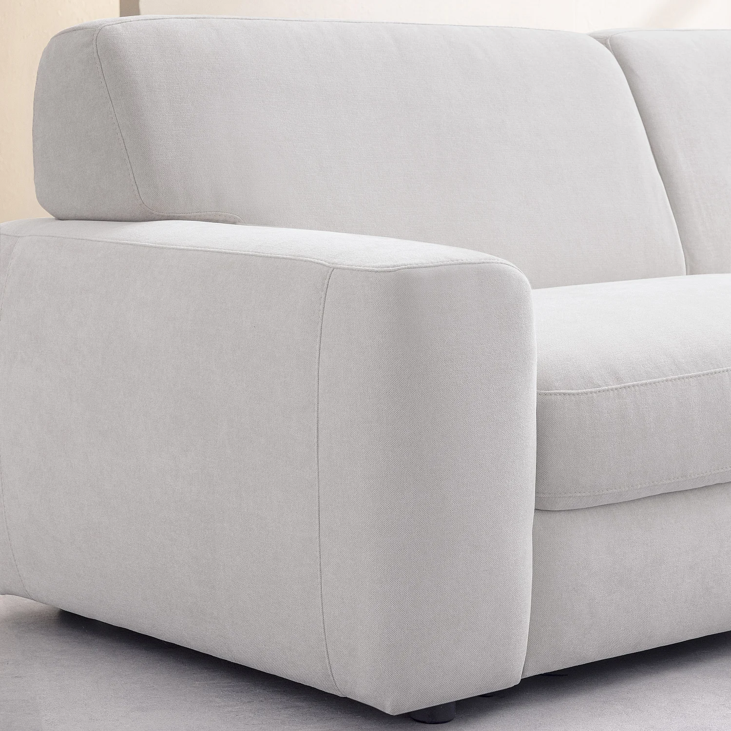 Divano letto 2 posti - Letto 140 cm - Materasso 16 cm - Tessuto Atrani Crema - 8