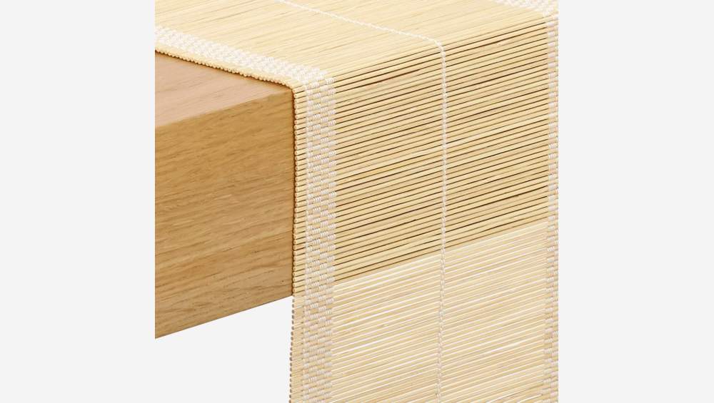White Patterned bamboo Table Runner