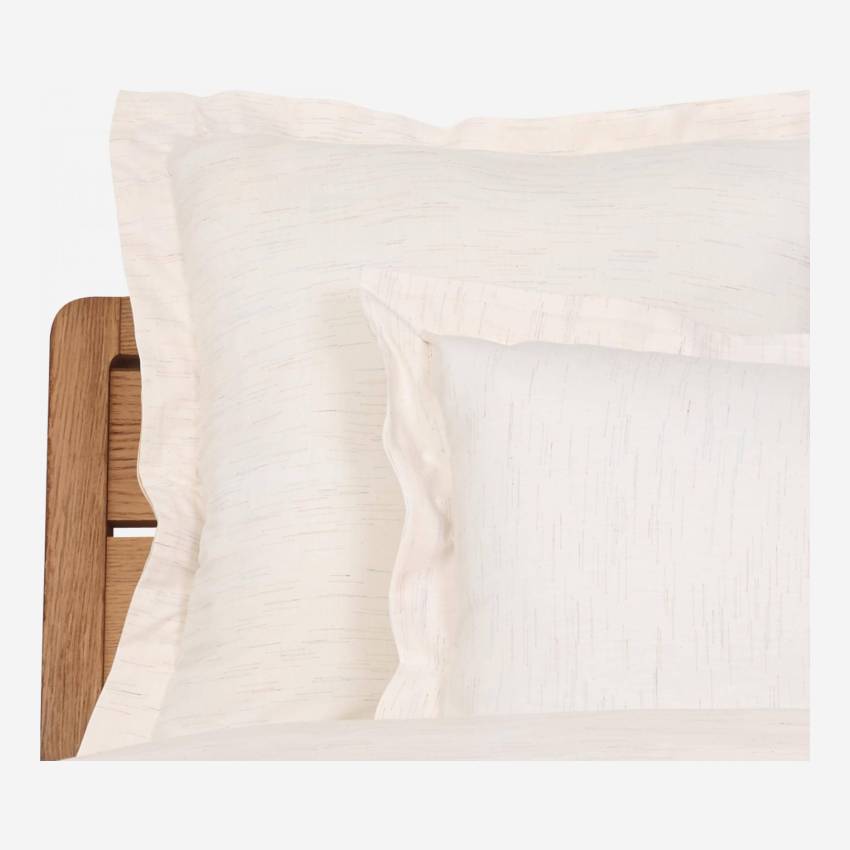 Kissenbezug aus Baumwolle - 50 x 80 cm - Weiß mit Streifen