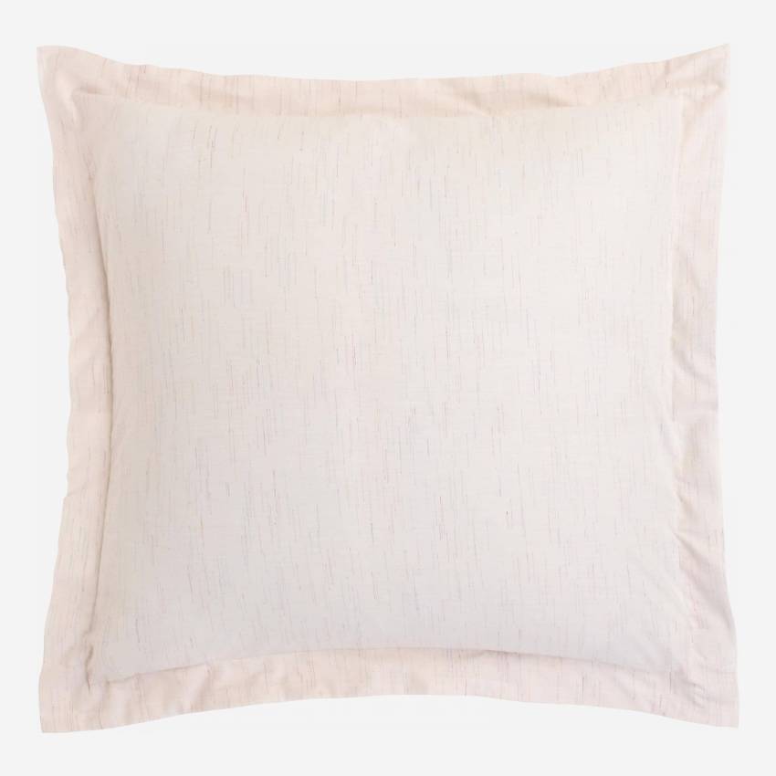 Funda de almohada de algodón - 80 x 80 - Blanco a rayas