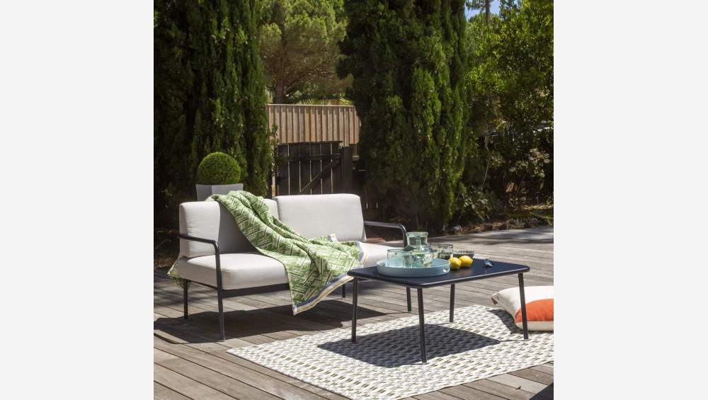 Conjunto de jardín con sofá de 2 plazas, 2 butacas y mesa baja en aluminio