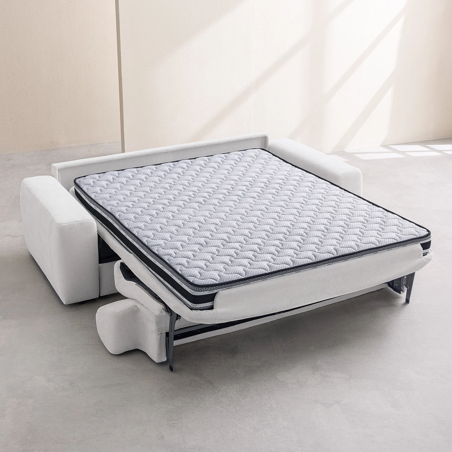 Sofá cama 3 plazas - Cama de 160 cm - Colchón de 16 cm - Tejido Atrani gris - 2