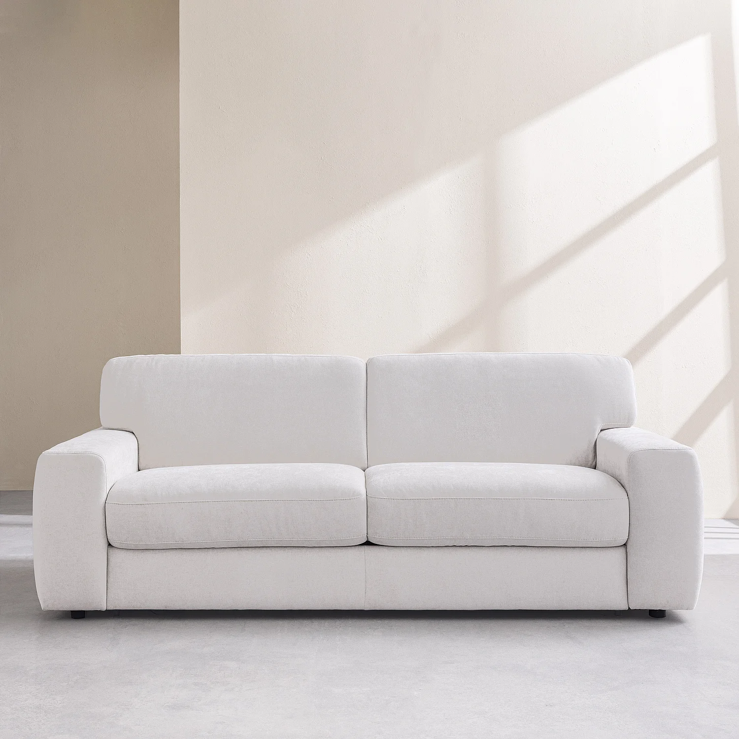 Canapé convertible 3 places - Couchage 160 cm - Matelas 16 cm - Tissu Atrani Crème - 1