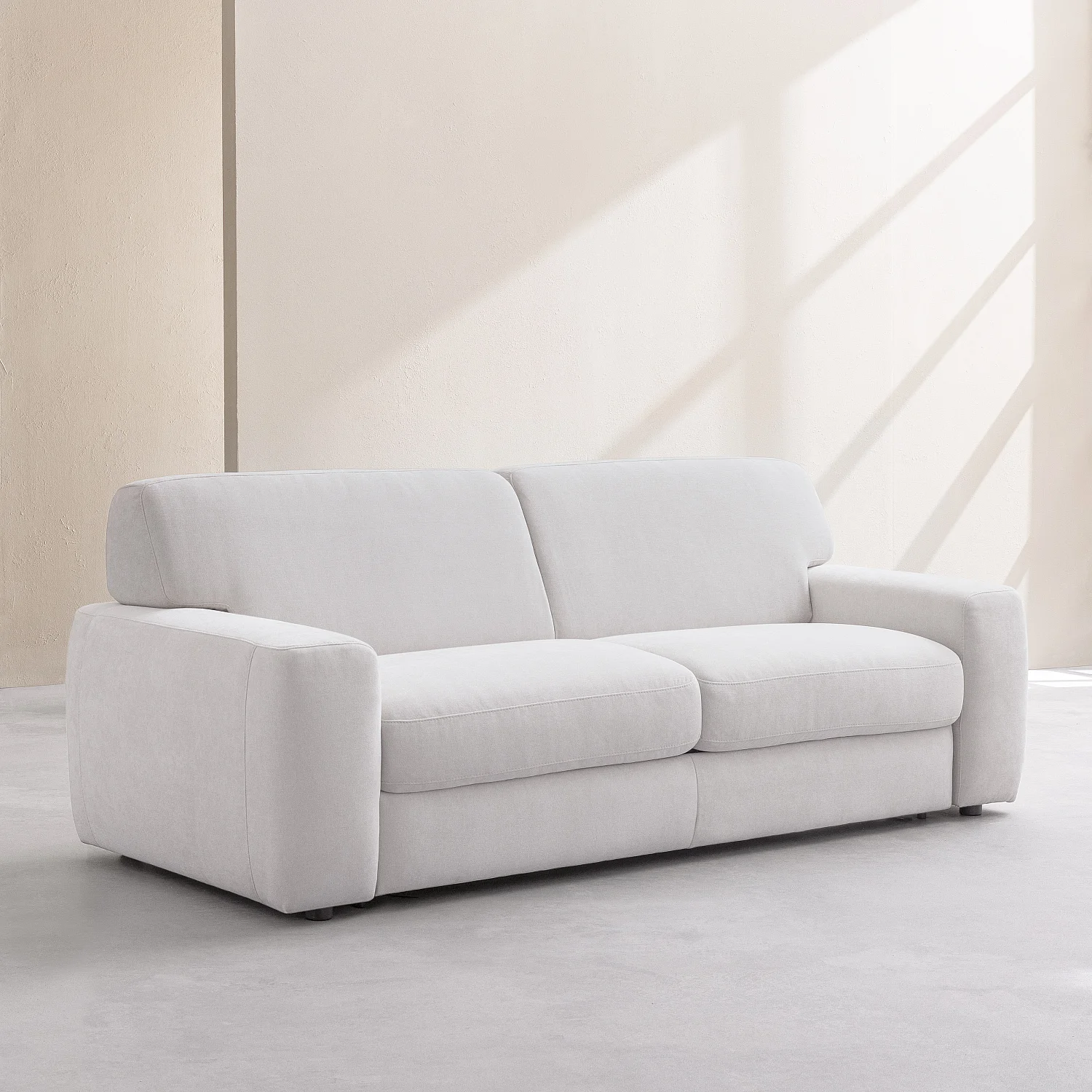 Divano letto 3 posti - Letto 160 cm - Materasso 16 cm - Tessuto Atrani Crema - 4