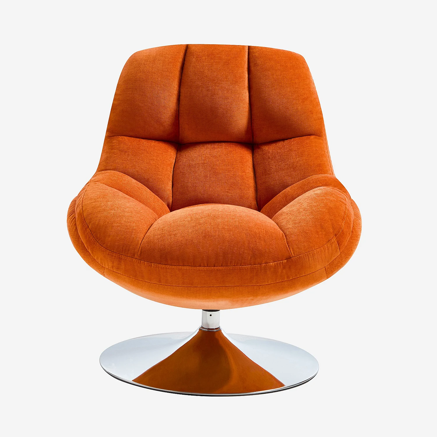 Fauteuil pivotant en tissu et métal chromé - Orange - 1