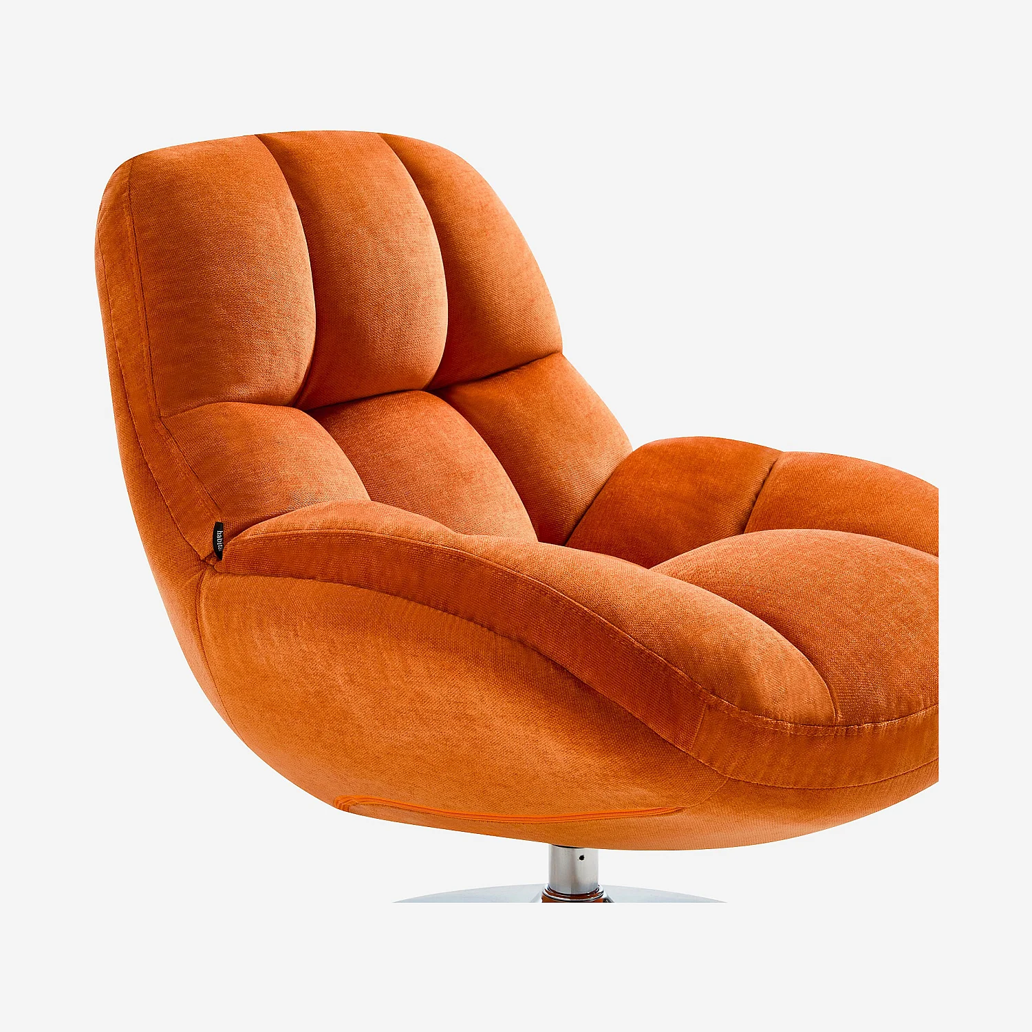 Sillón giratorio en tejido y metal cromado - Naranja - 3