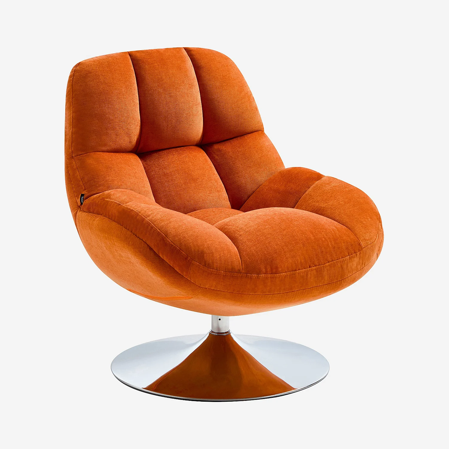 Sillón giratorio en tejido y metal cromado - Naranja - 4