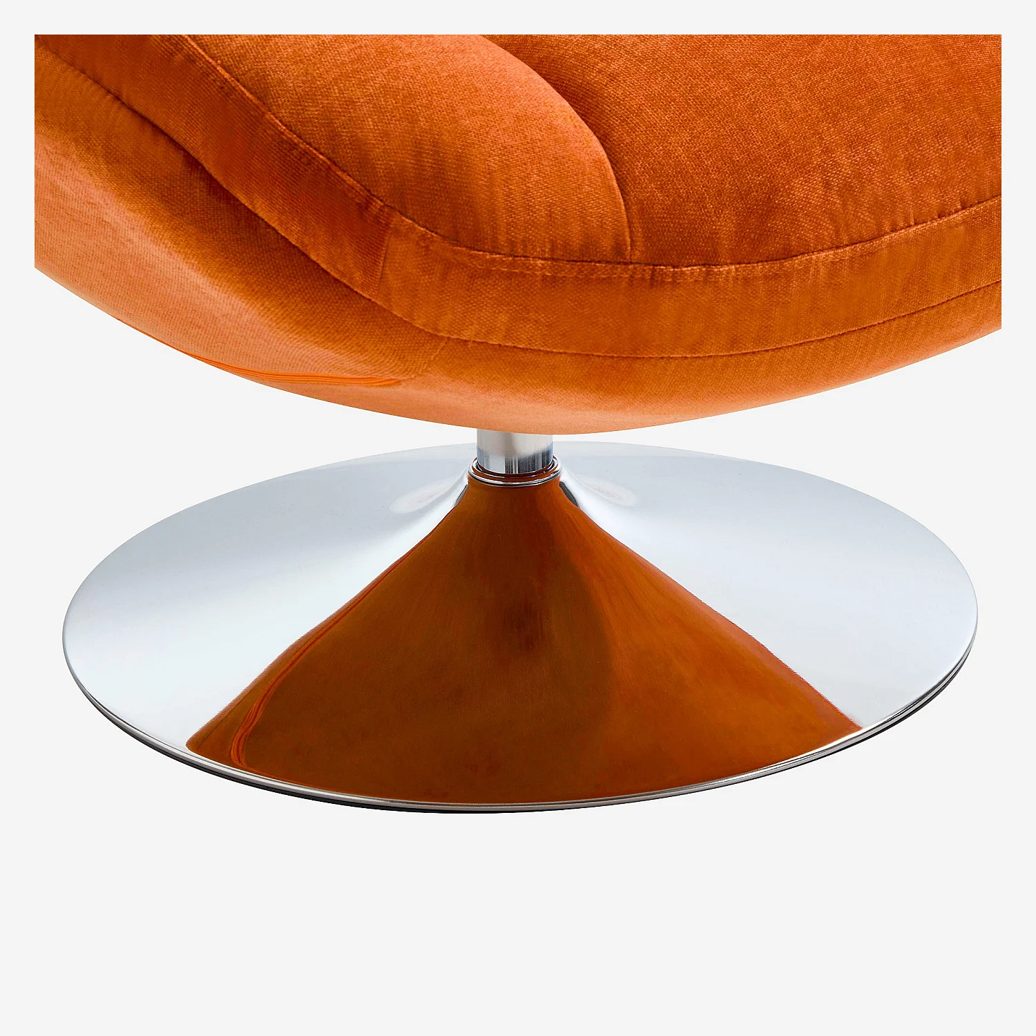 Sillón giratorio en tejido y metal cromado - Naranja - 6