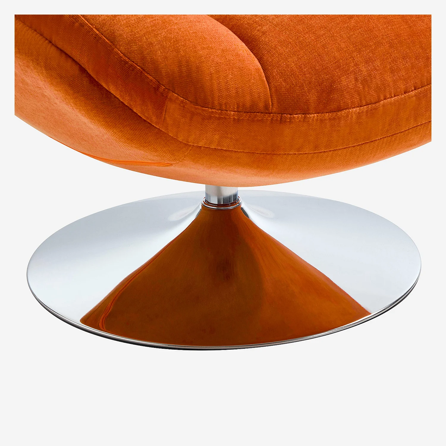 Poltrona girevole in tessuto e metallo cromato - Arancione - 6