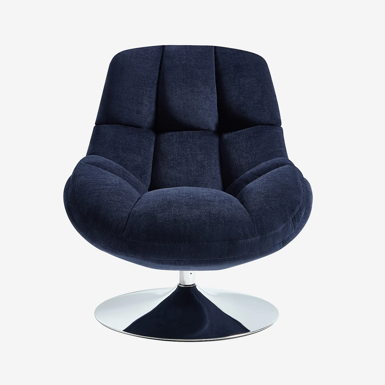 Fauteuil pivotant en tissu et métal chromé - Bleu nuit - 1