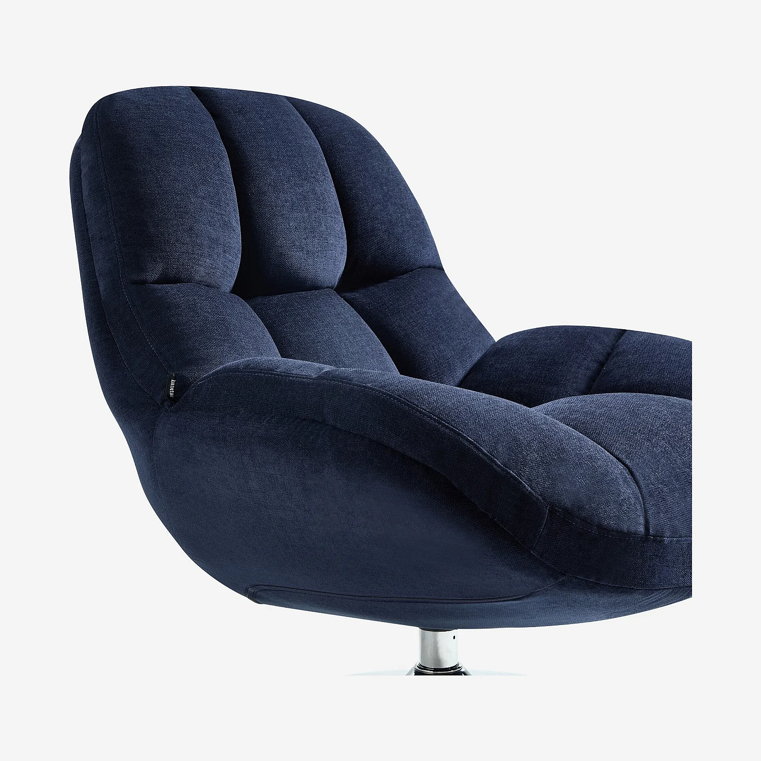 Sillón giratorio en tejido y metal cromado - Azul noche - 3