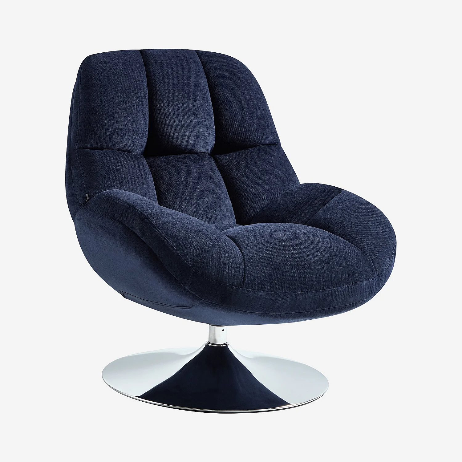 Sillón giratorio en tejido y metal cromado - Azul noche - 4