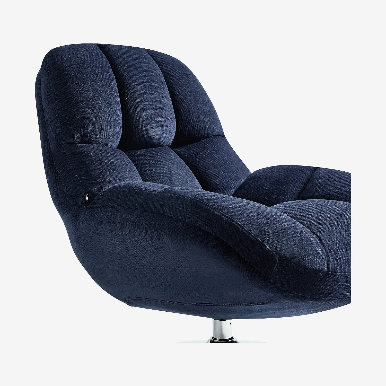 Poltrona girevole in tessuto e metallo cromato - Blu notte - 3