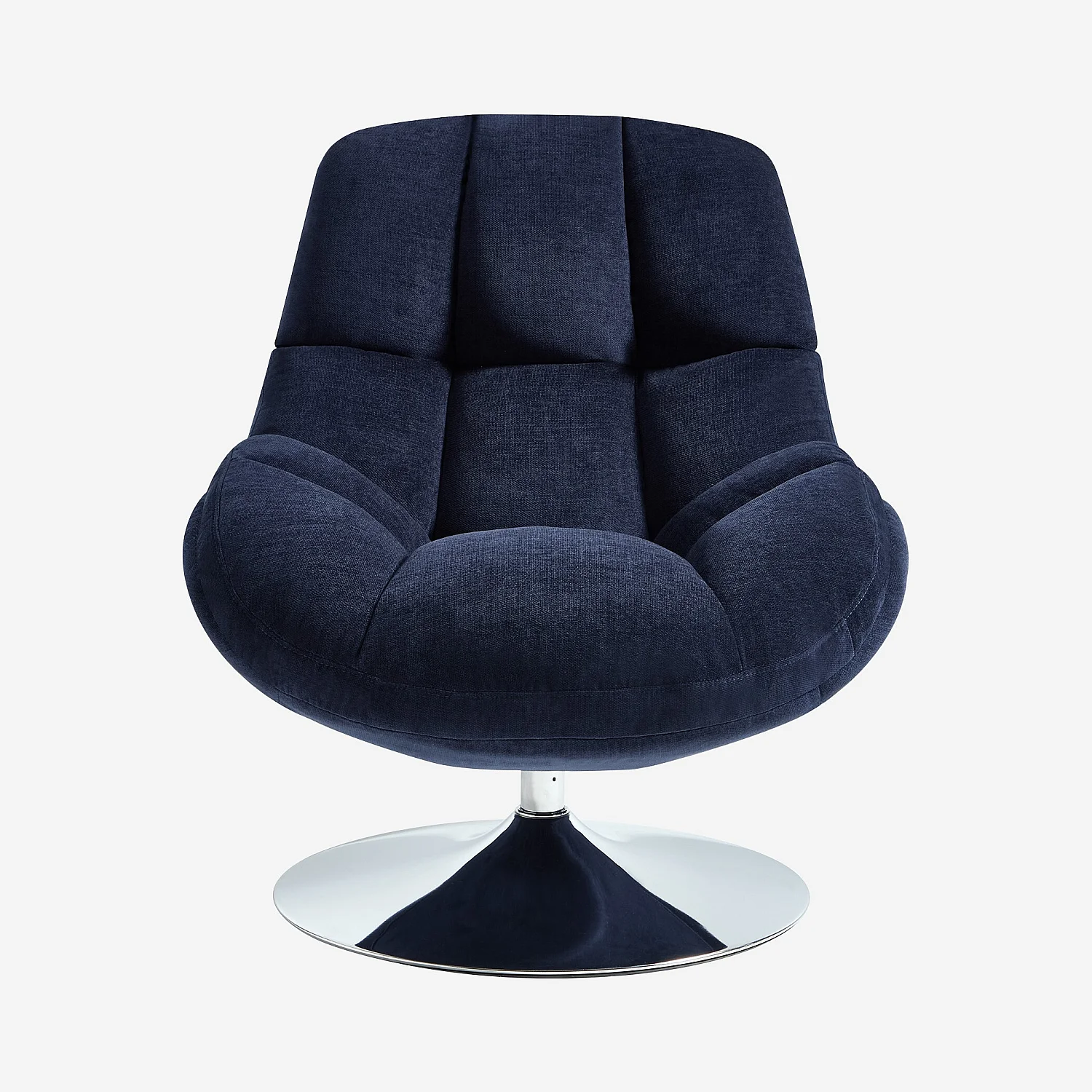 Poltrona girevole in tessuto e metallo cromato - Blu notte - 2