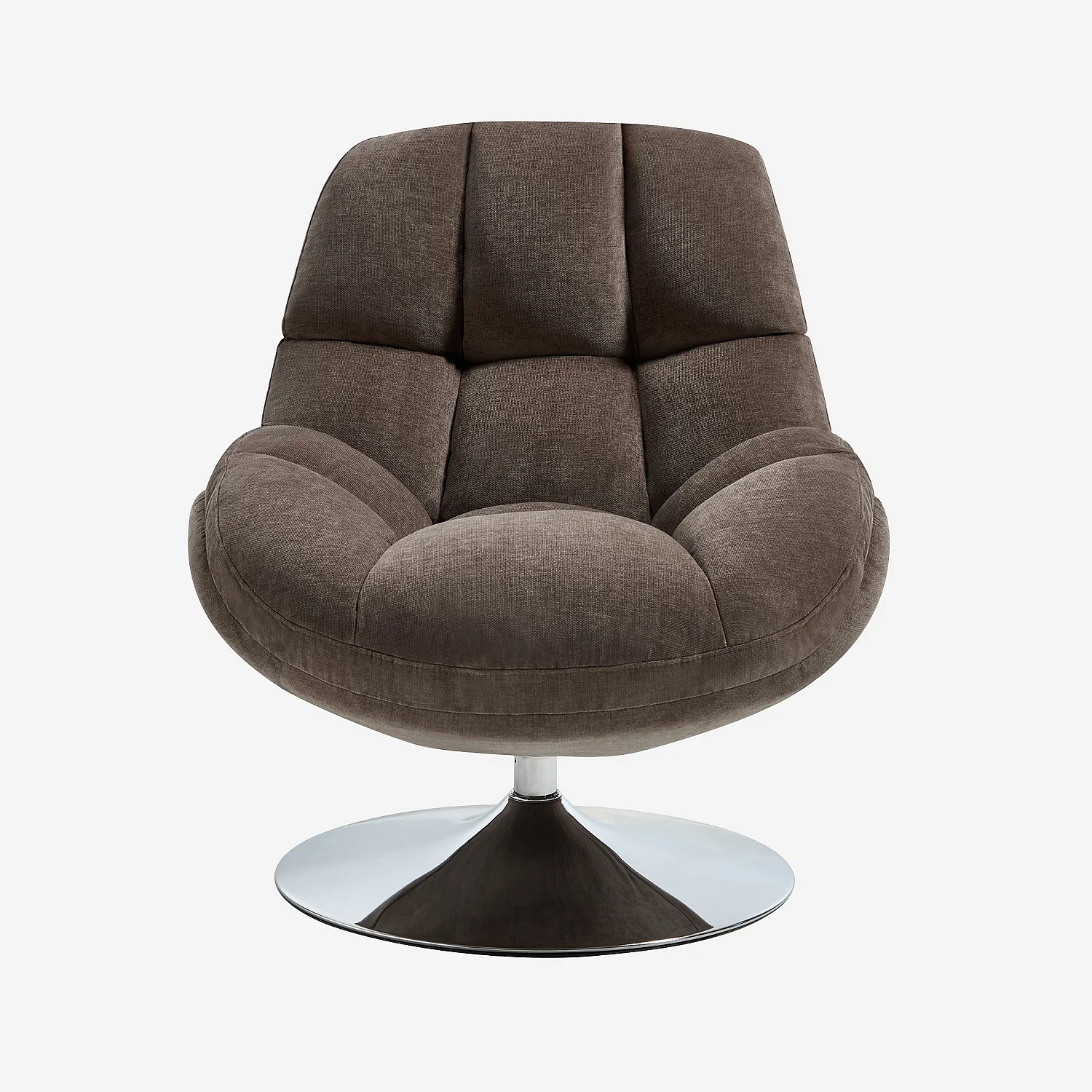 Fauteuil pivotant en tissu et métal chromé - Taupe - 1