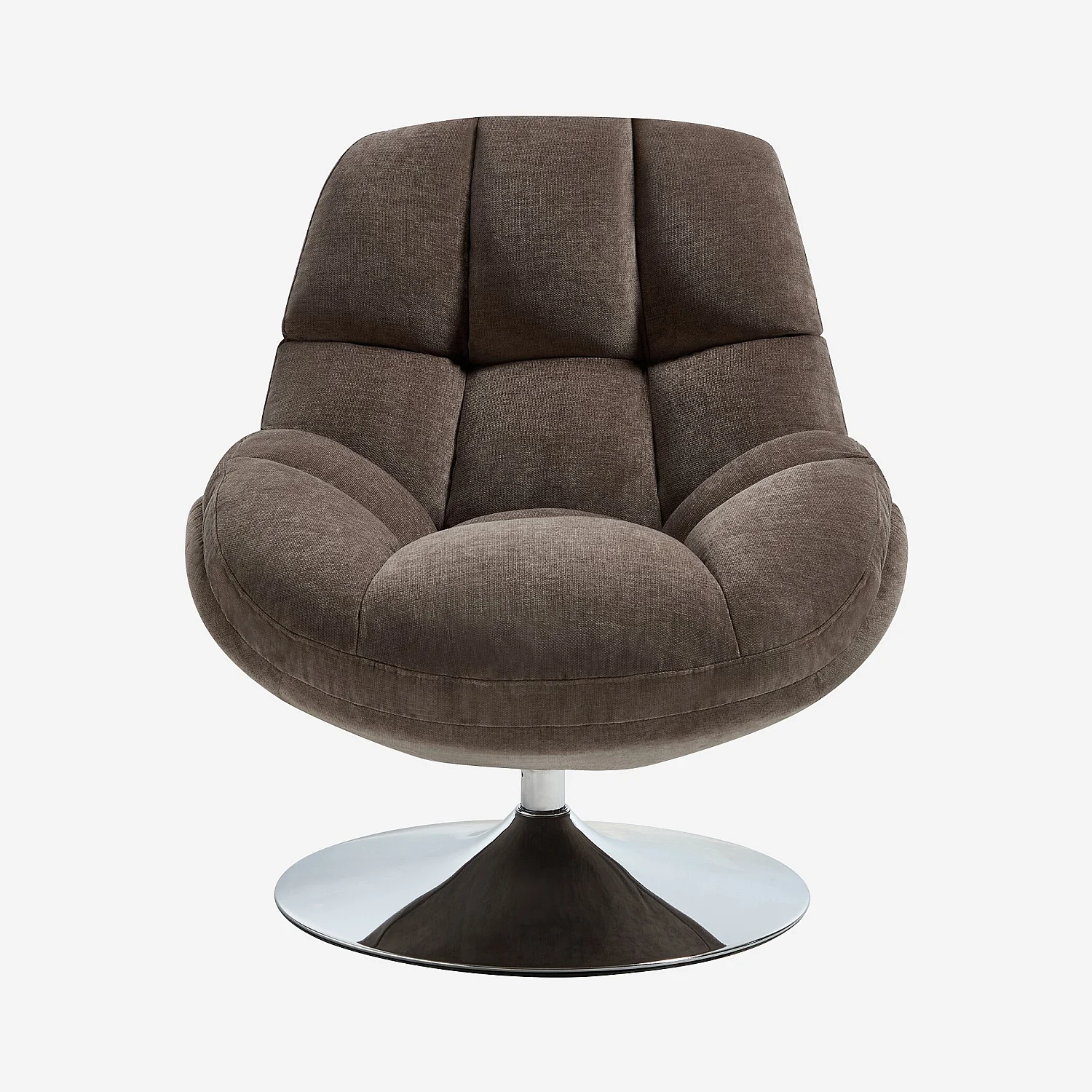 Sillón giratorio en tejido y metal cromado - Topo - 2